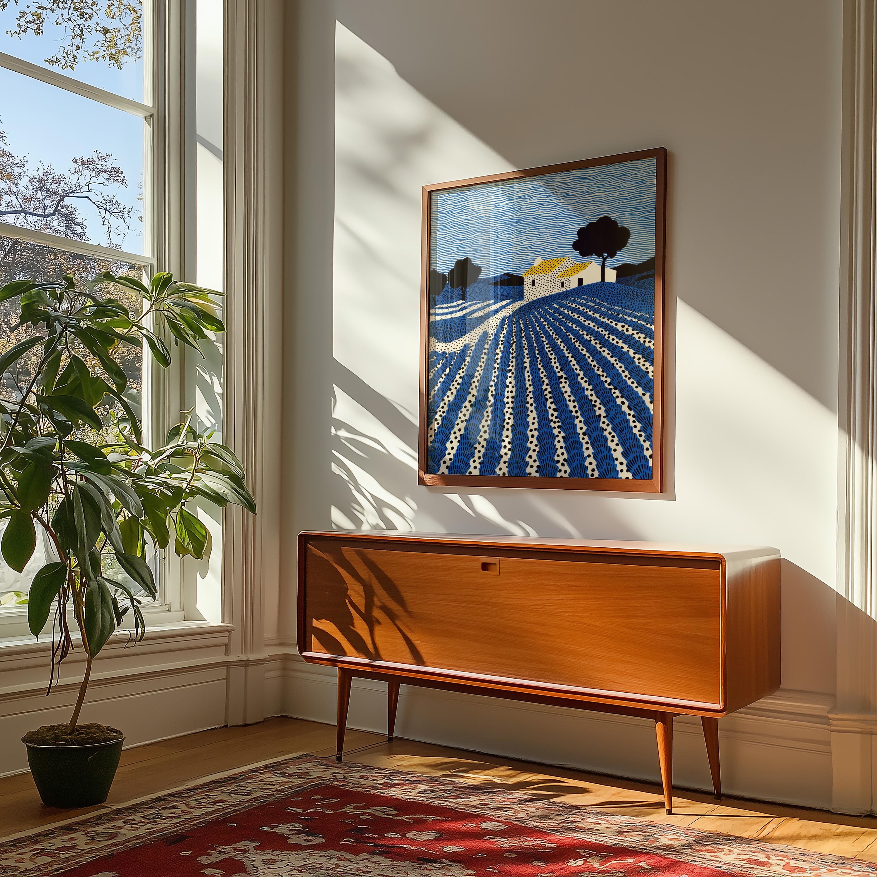 Provence Lavender Farm Wall Art, French Landscape Field Modern Print, France Poster Travel Gift