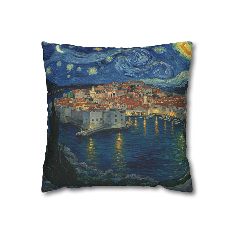 Dubrovnik Croatia Pillowcase Starry Night, Van Gogh Throw Pillow Canvas Home Decor Gift