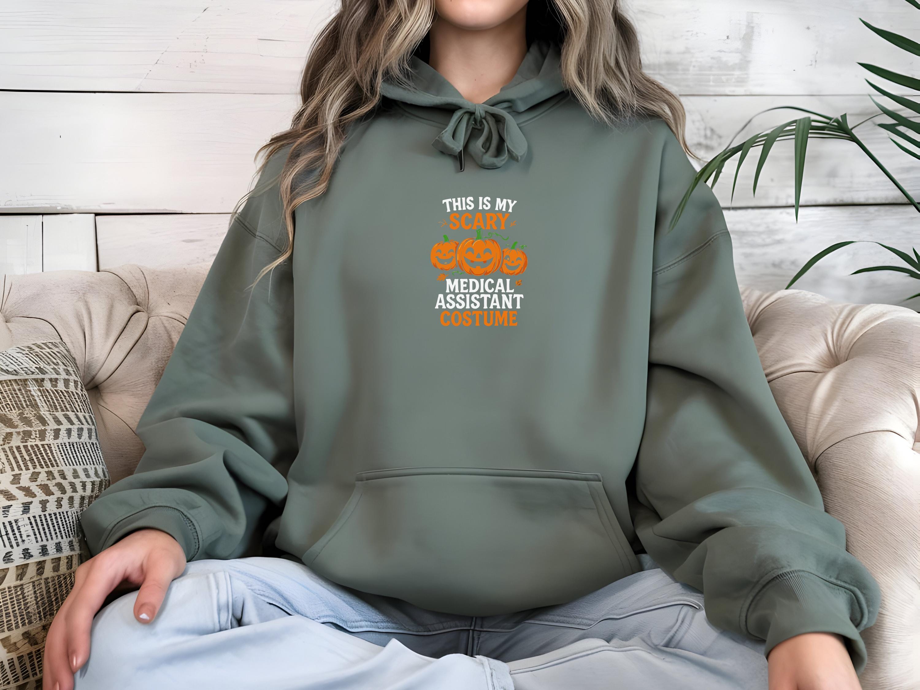 This is my Scary Costume, Halloween Nurse Funny Costume Top with Pumpkins, Spooky Fall Pullover, Cozy Autumn Apparel, Gift for Nurse