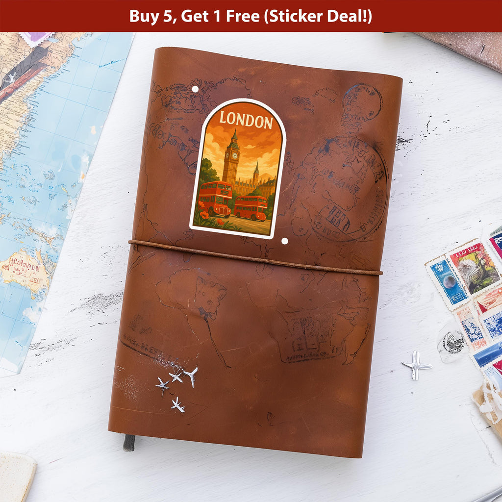 London Sticker England, Vintage City Vinyl Decal, Retro Travel Lover Collection, Journal Scrapbook