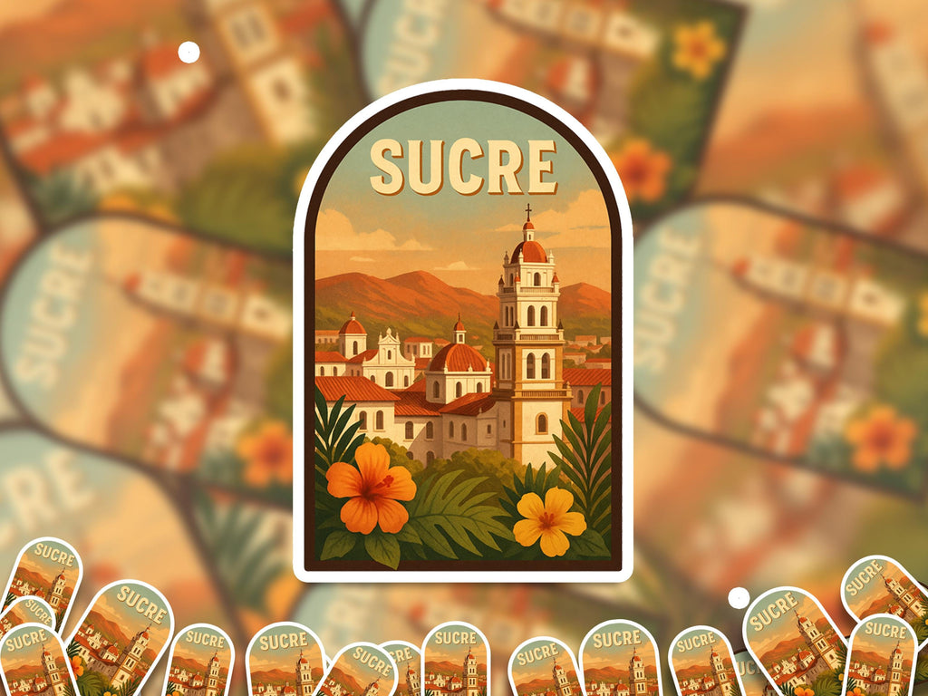 Sucre Bolivia Sticker, Vintage City Vinyl Decal, Retro Travel Lover Collection, Journal Scrapbook