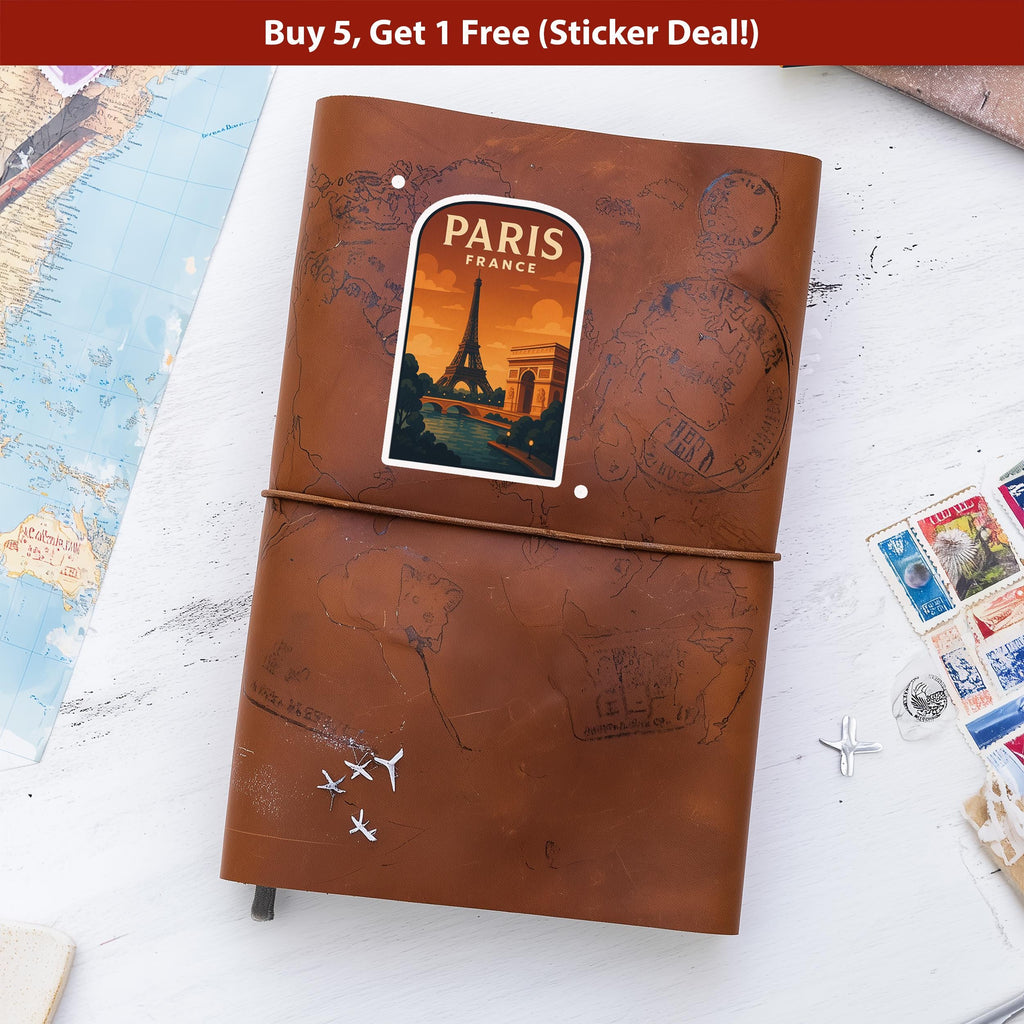 Paris France Sticker, Vintage City Vinyl Decal, Retro Travel Lover Collection, Journal Scrapbook