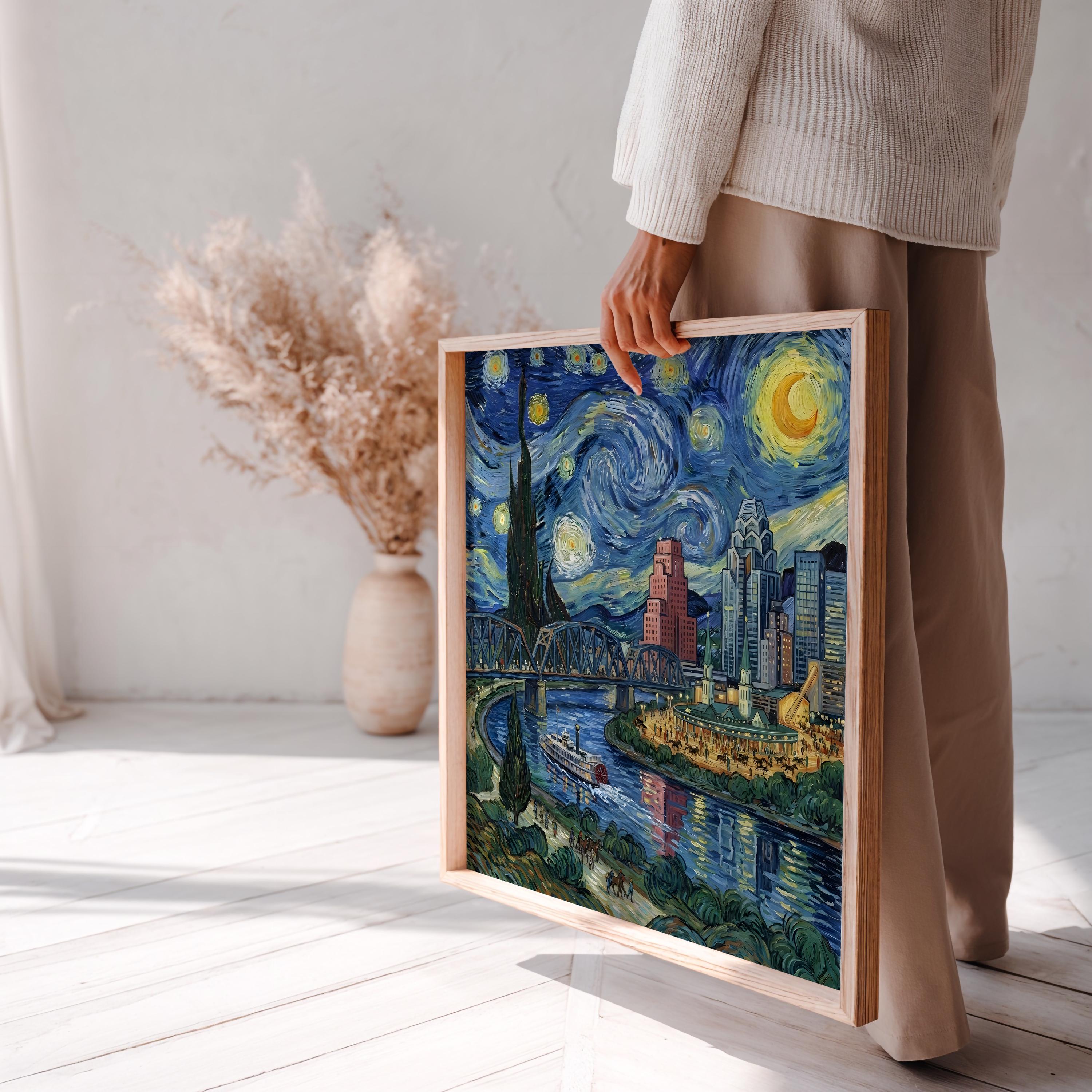Louisville Kentucky Starry Night Wall Art, Van Gogh Print, Travel Gift Home Decor