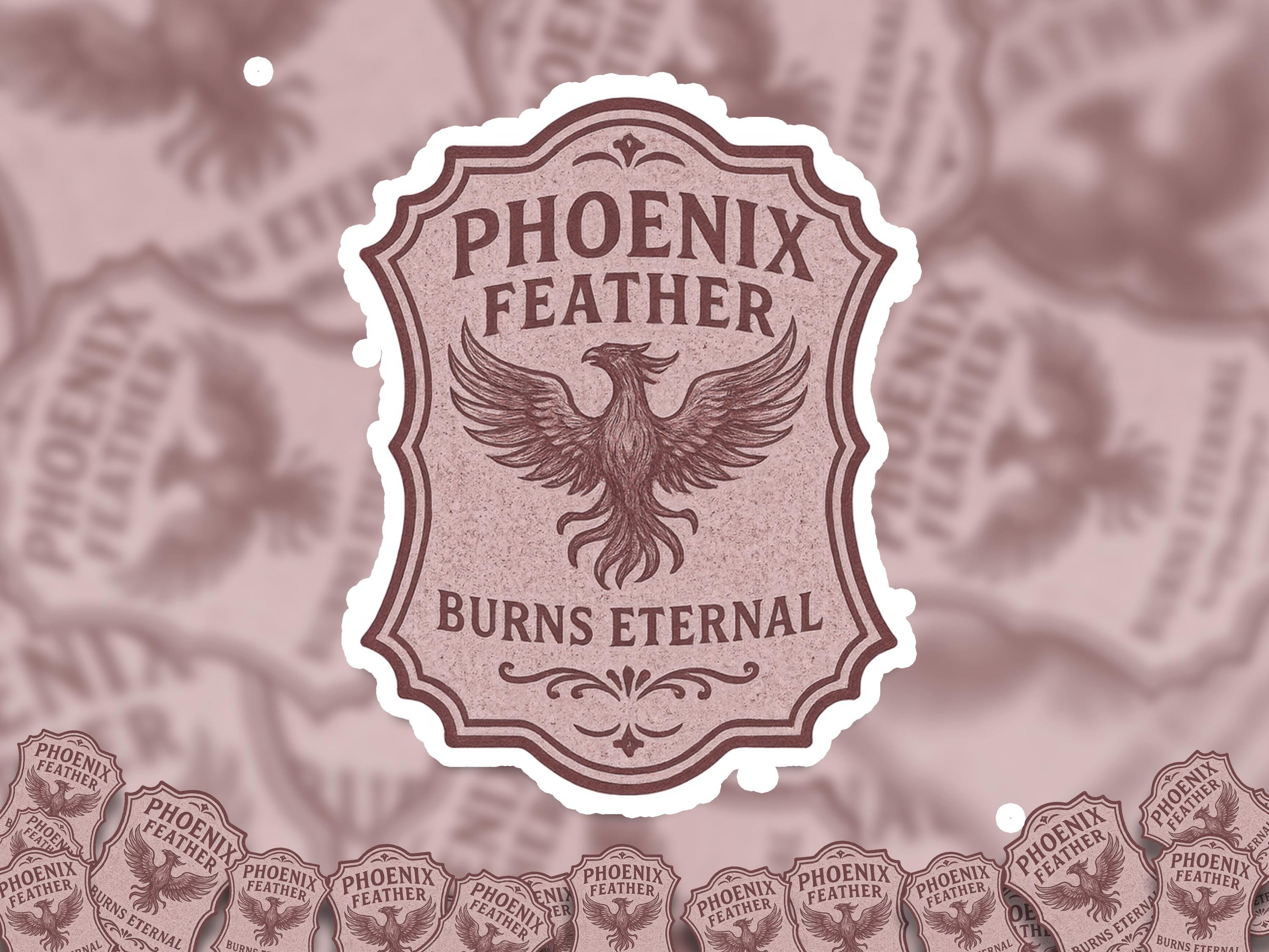 Phoenix Feather Sticker, Cute Halloween Spooky Vinyl Decal, Magical Witch potion