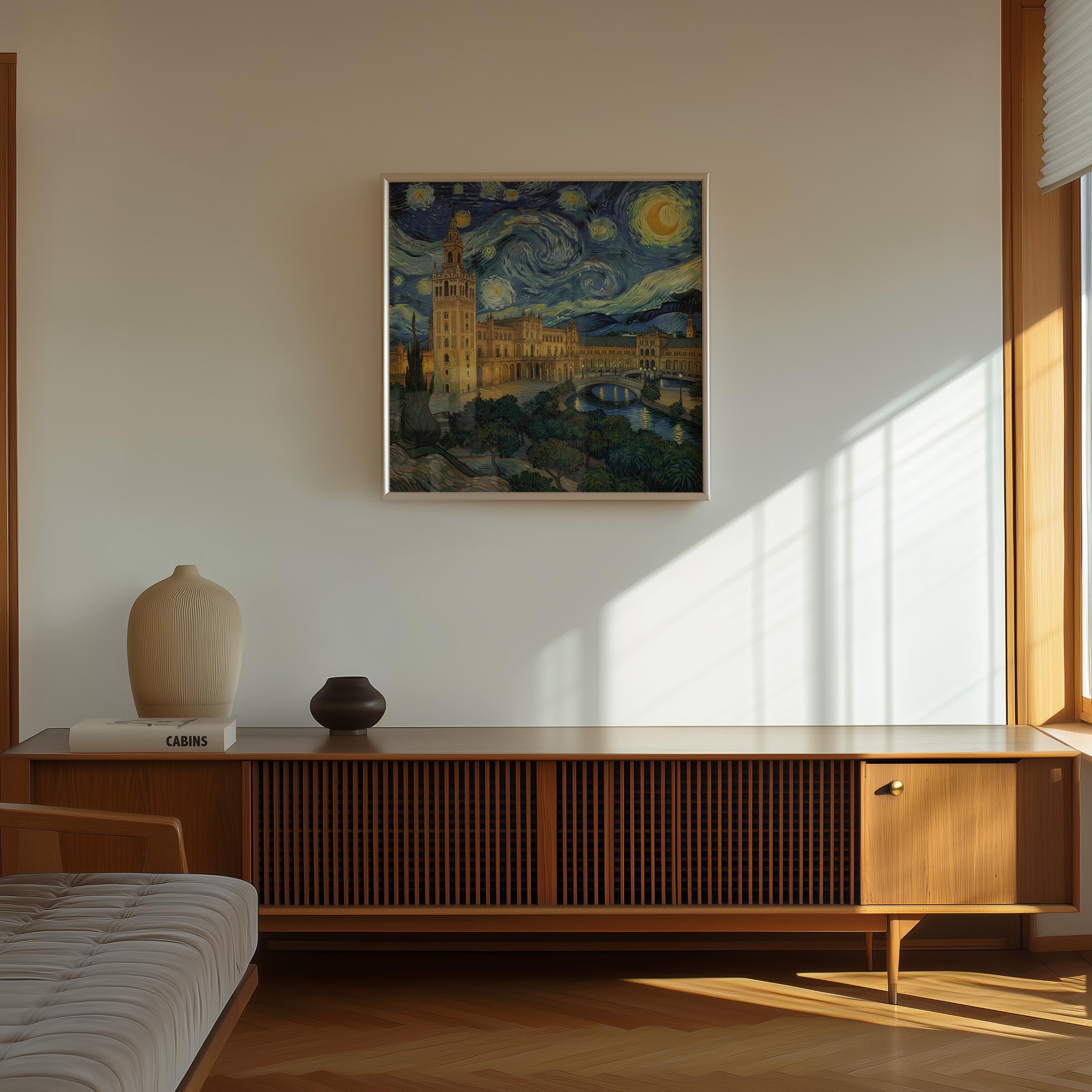 Seville Spain Starry Night Wall Art, Van Gogh Print, Travel Gift Home Decor