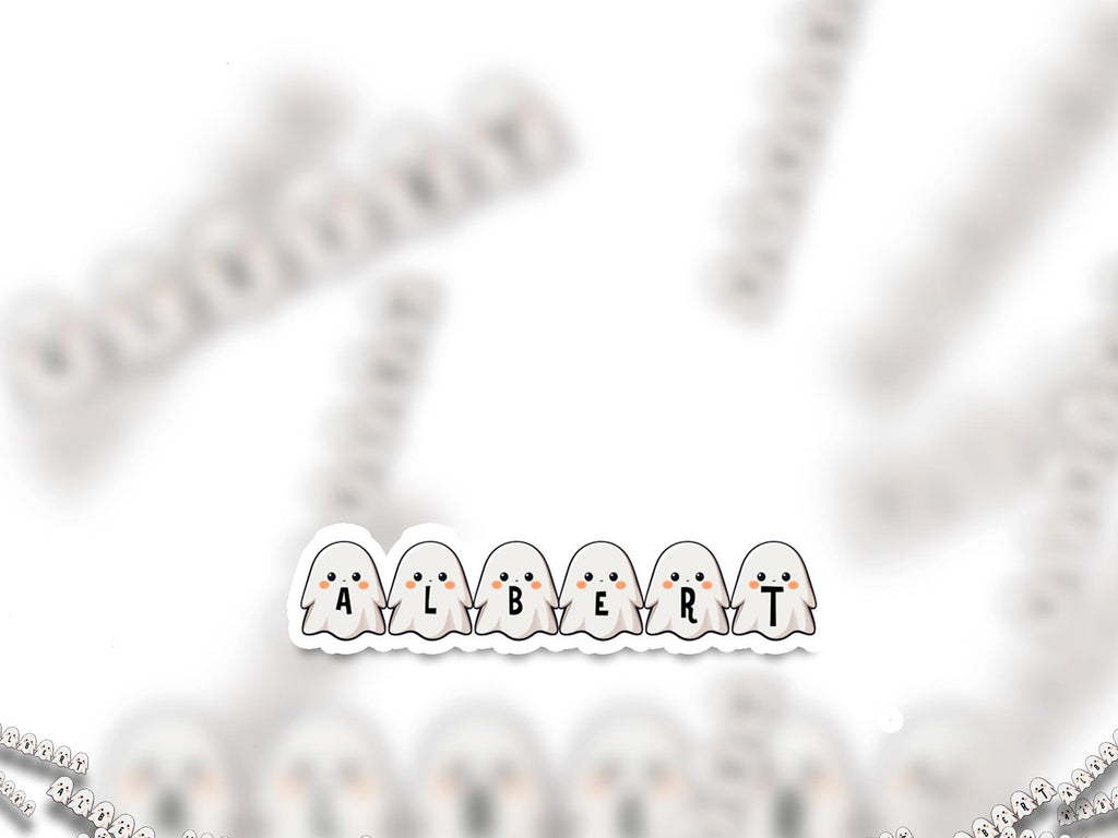 Halloween Custom Sticker Name cute Ghost, Kawaii Spooky cute Stickers, Customized Waterproof kiss cut Vinyl Decal Personalized Gifts