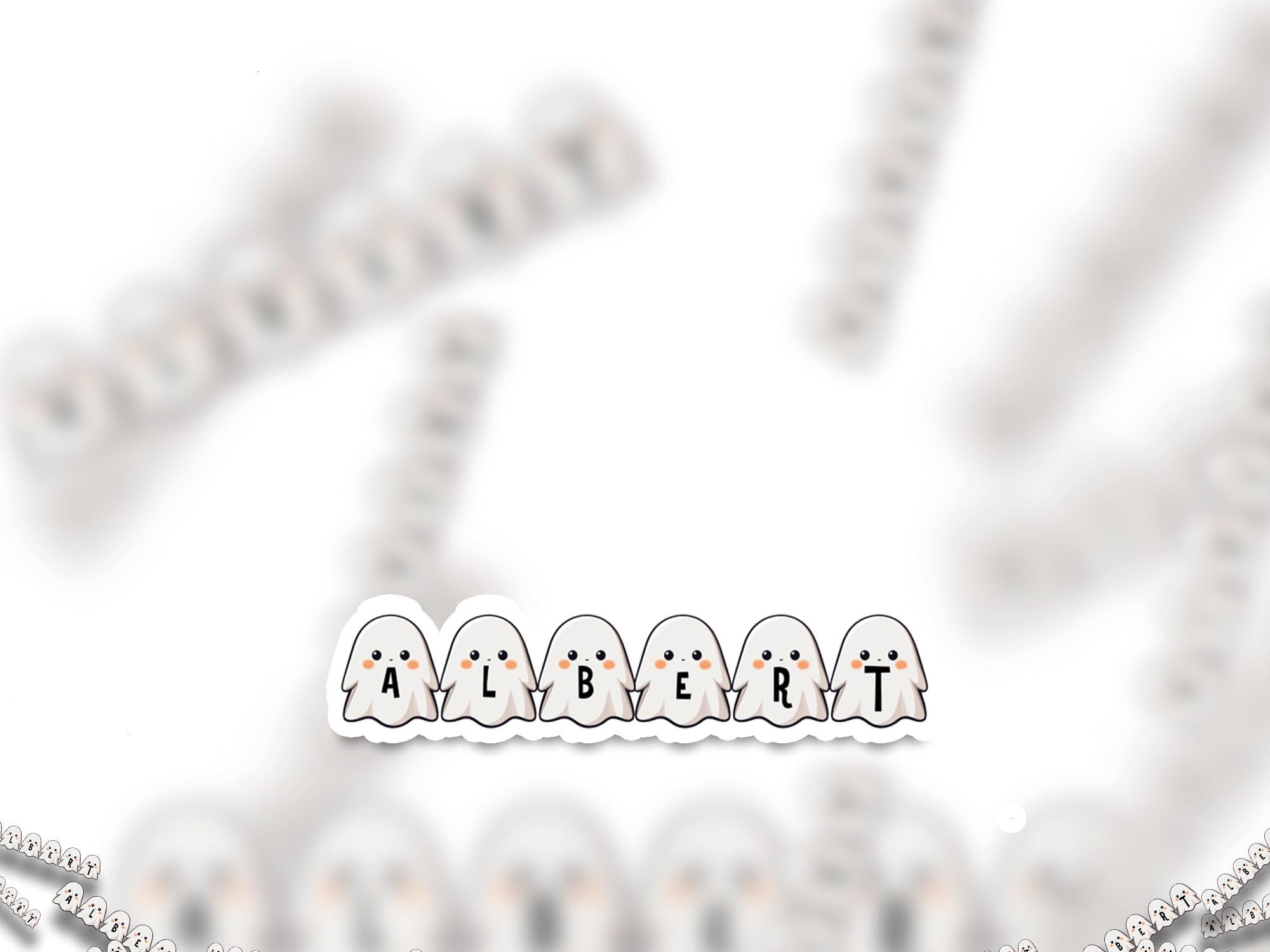 Halloween Custom Sticker Name cute Ghost, Kawaii Spooky cute Stickers, Customized Waterproof kiss cut Vinyl Decal Personalized Gifts