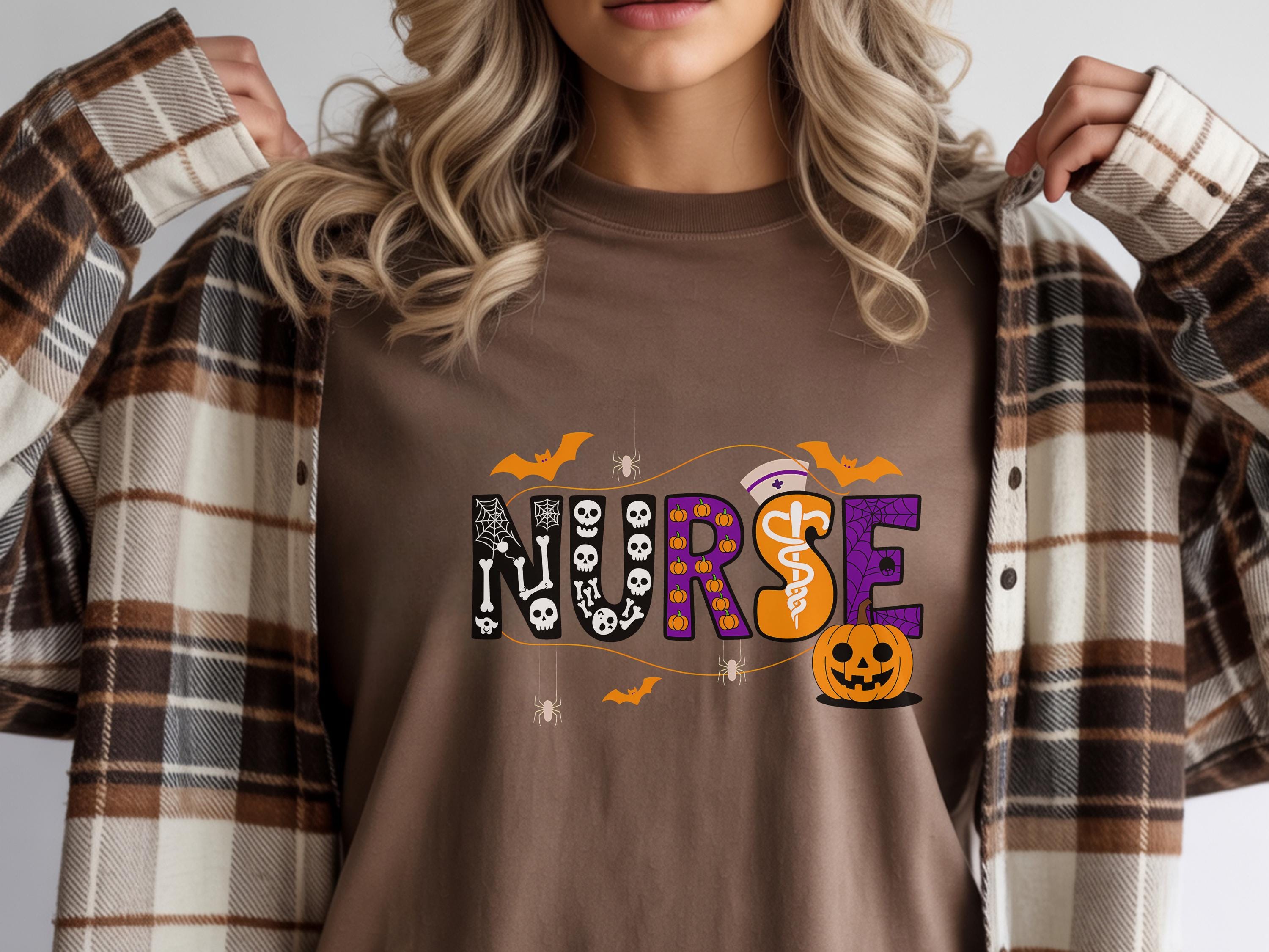 Spooky Nurse Halloween Sweatshirt: Pumpkins & Witch Hat - RN Gift