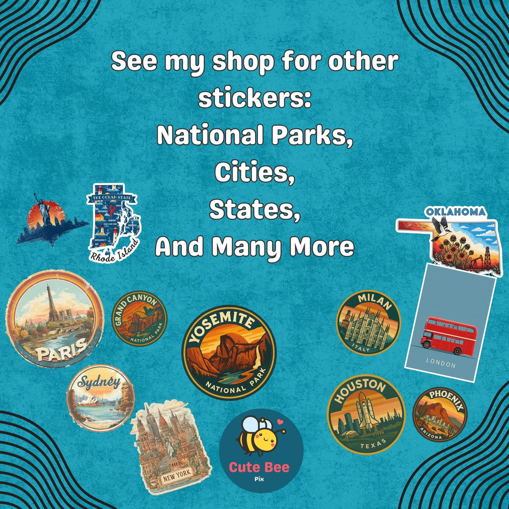 Amsterdam Sticker, Netherlands Vintage Delft style, Delftware Decal Waterproof Vinyl, Blue City Travel - CuteBeePix