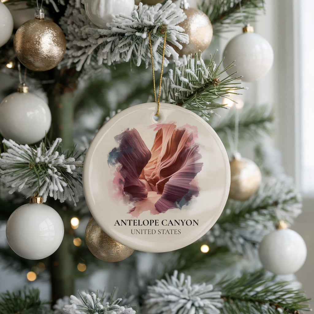 Antelope Canyon United States Personalized Watercolor Ornament, Custom Ceramic Christmas gift, Travel Keepsake - CuteBeePix