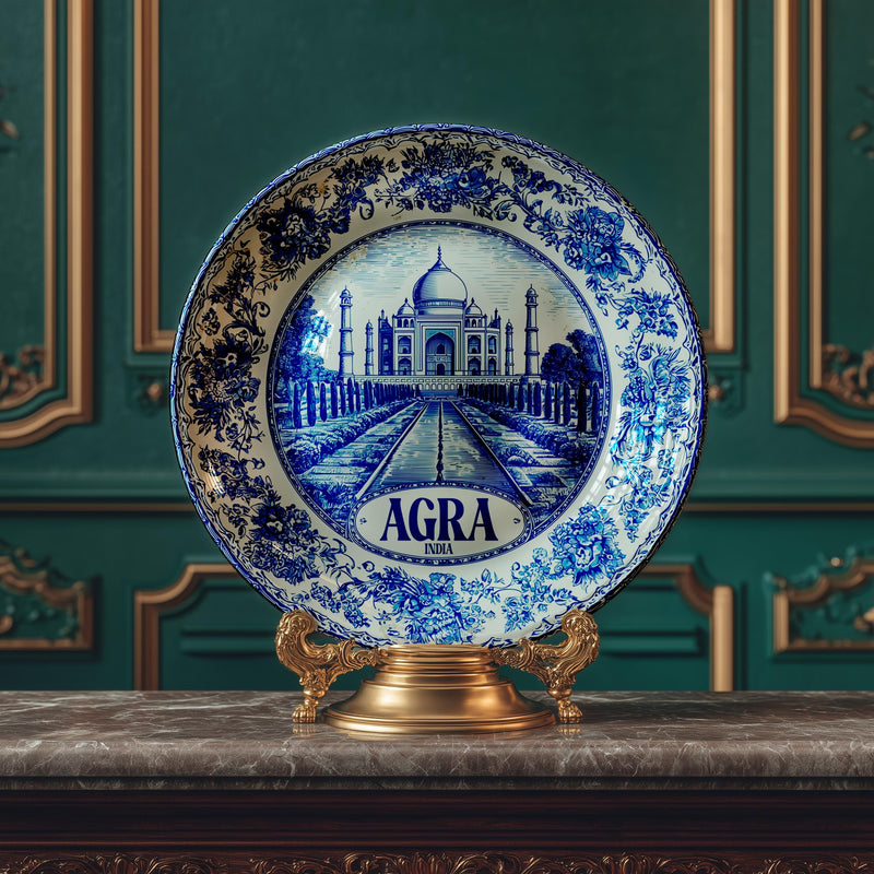 Agra India Decorative Plate, Delft Vintage Home Decor Personalized Gift Travel Housewarming