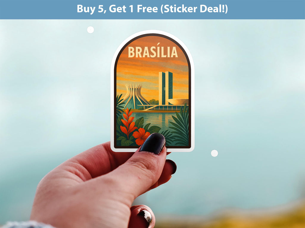 Brasilia Brazil Sticker, Vintage City Vinyl Decal, Retro Travel Lover Collection, Journal Scrapbook