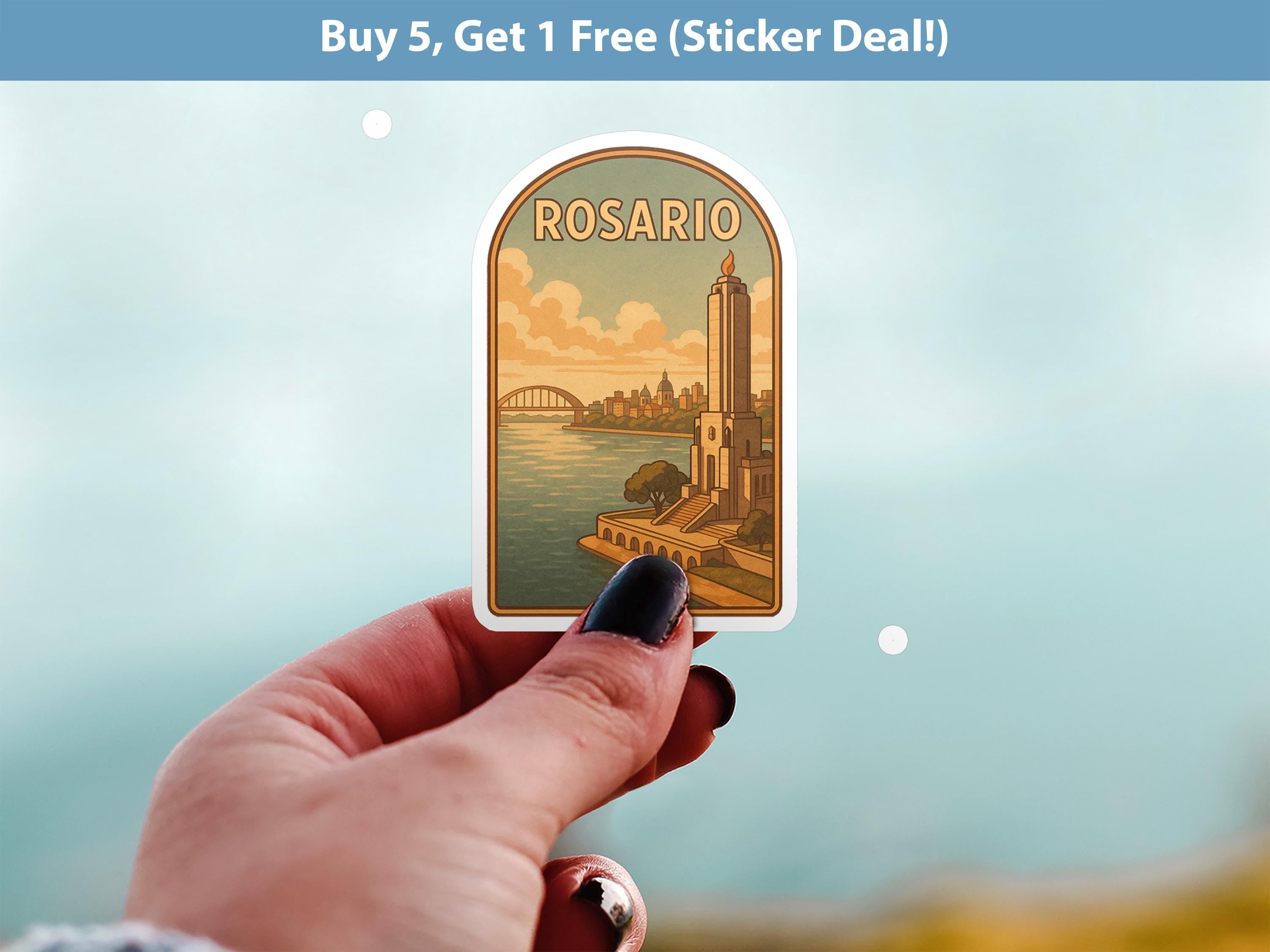 Rosario Argentina Sticker, Vintage City Vinyl Decal, Retro Travel Lover Collection, Journal Scrapbook