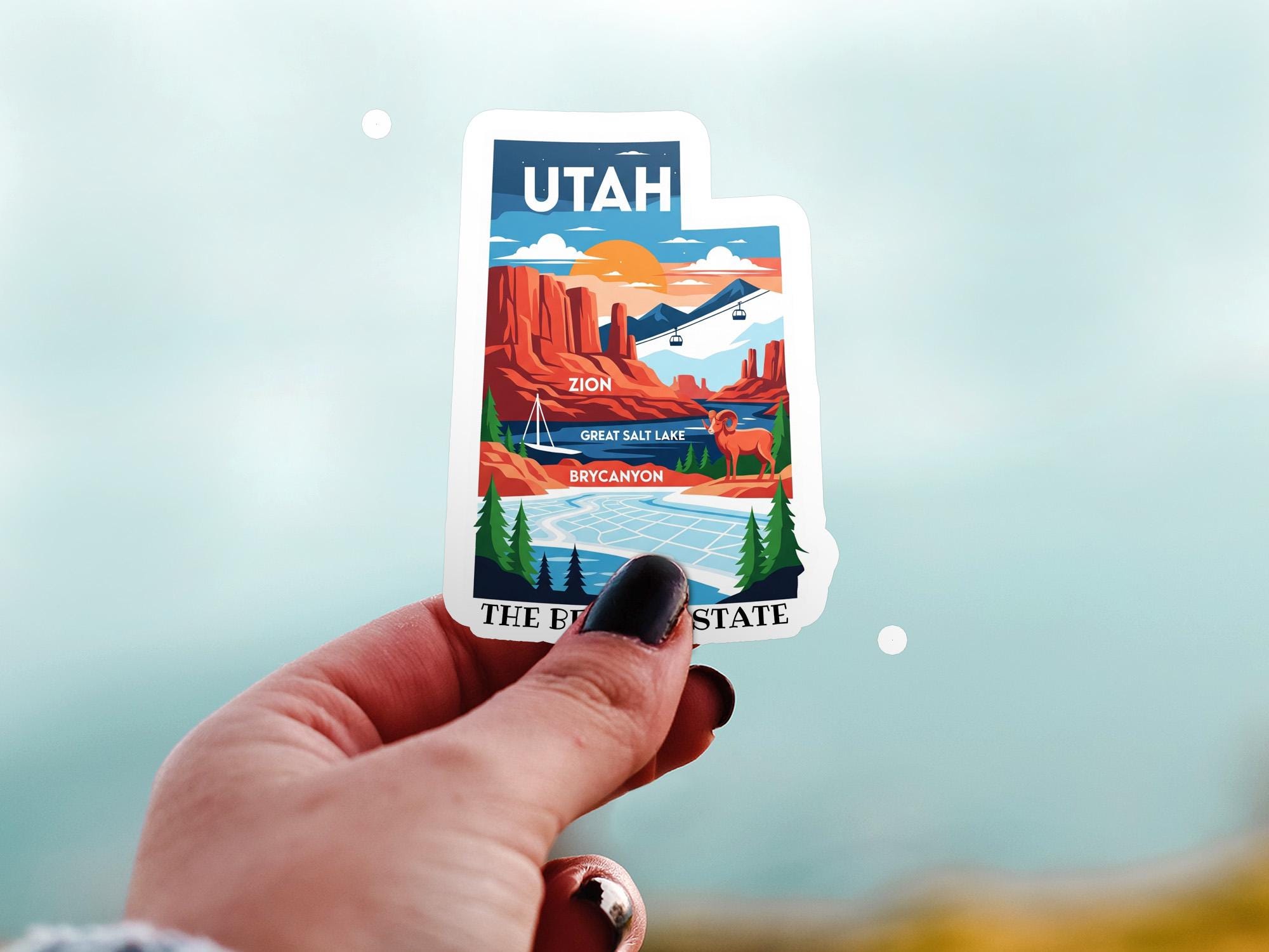 Utah State Sticker, USA Kiss-Cut Vinyl, Landmark Waterproof Decal, United States Travel Collection