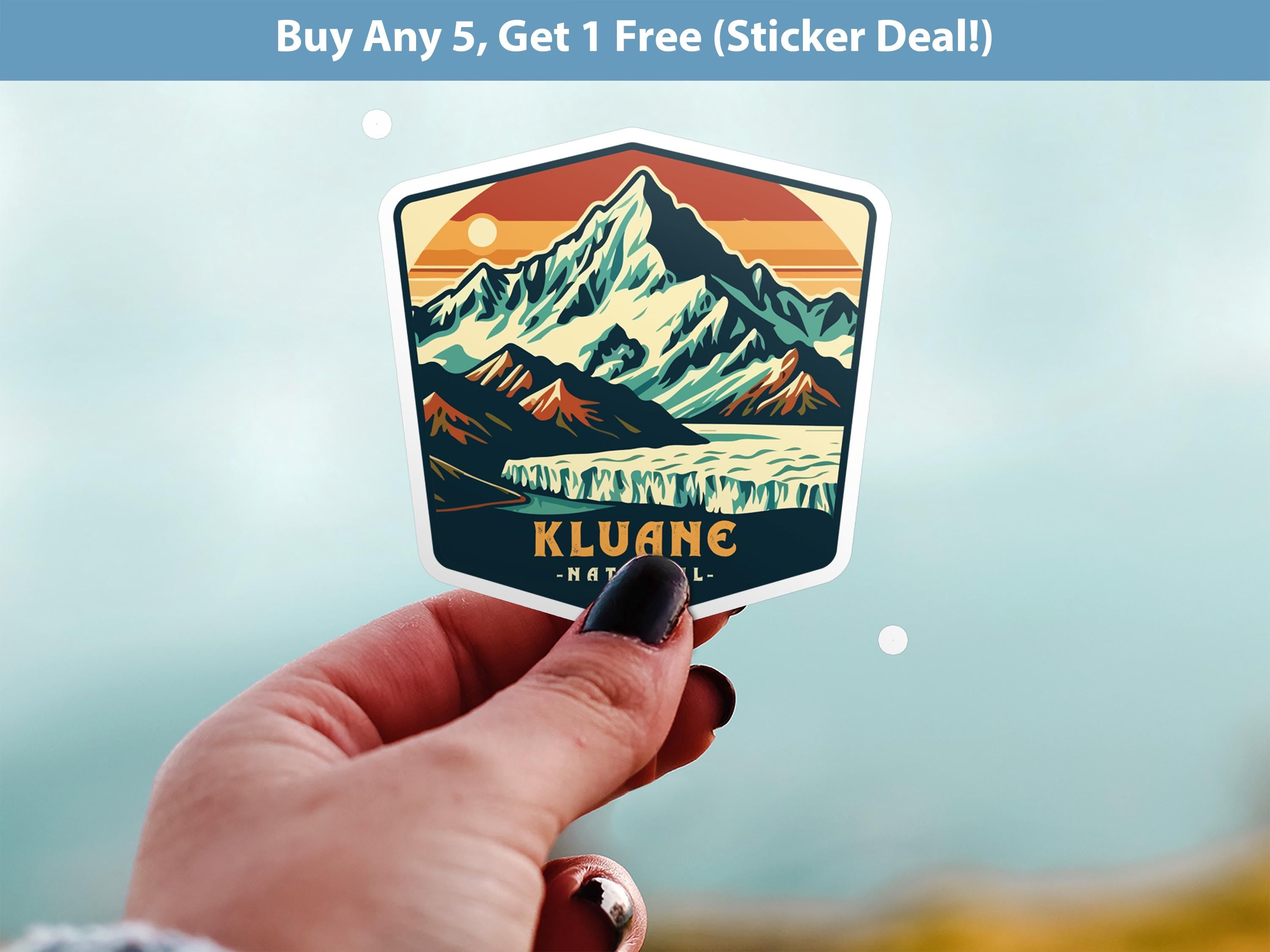 kluane National Park Sticker, Vinyl Canada Yukon, Retro Water Bottle Decal Hiking