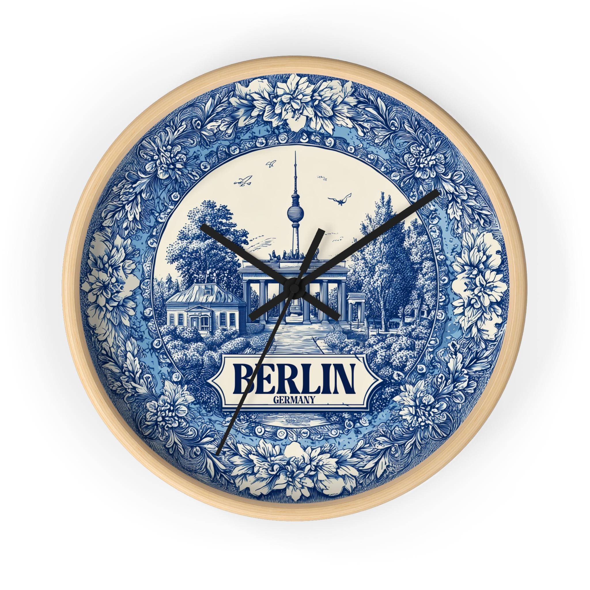 Berlin Germany Wall Clock, Delf style Home Decor, Vintage City Travel Keepsake Art