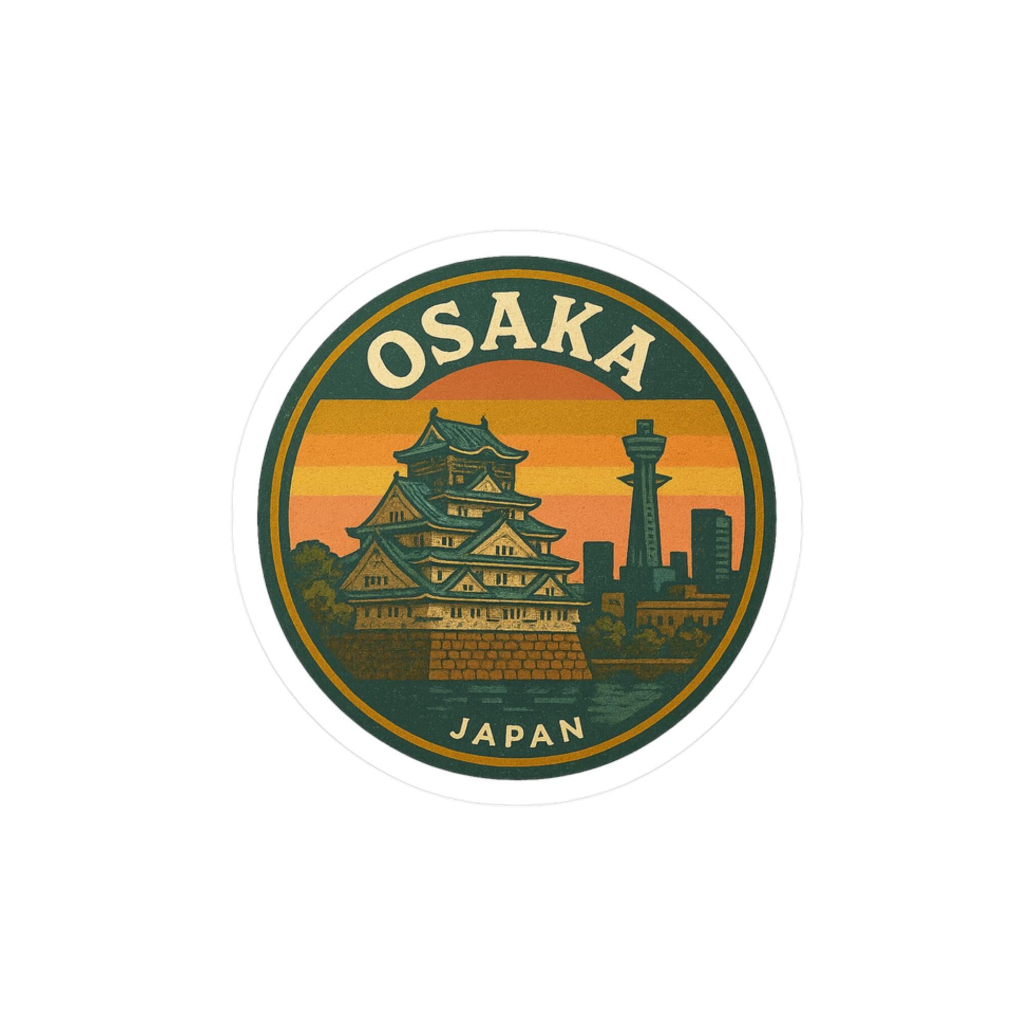 Osaka Japan Sticker Kiss-Cut Vinyl, Waterproof Decal, Retro Travel Lover Collection