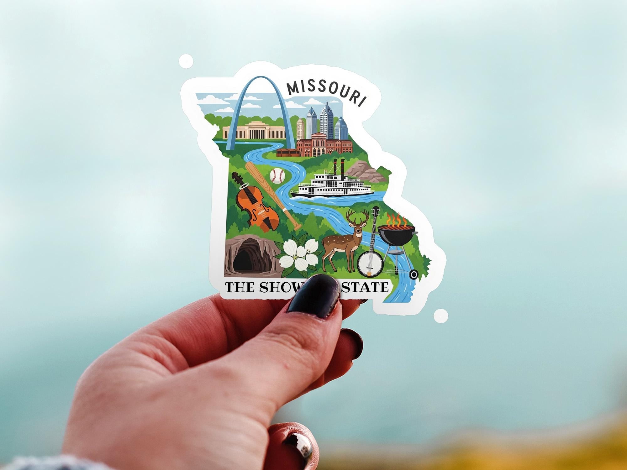 Missouri State Sticker, USA Kiss-Cut Vinyl, Landmark Waterproof Decal, United States Travel Collection