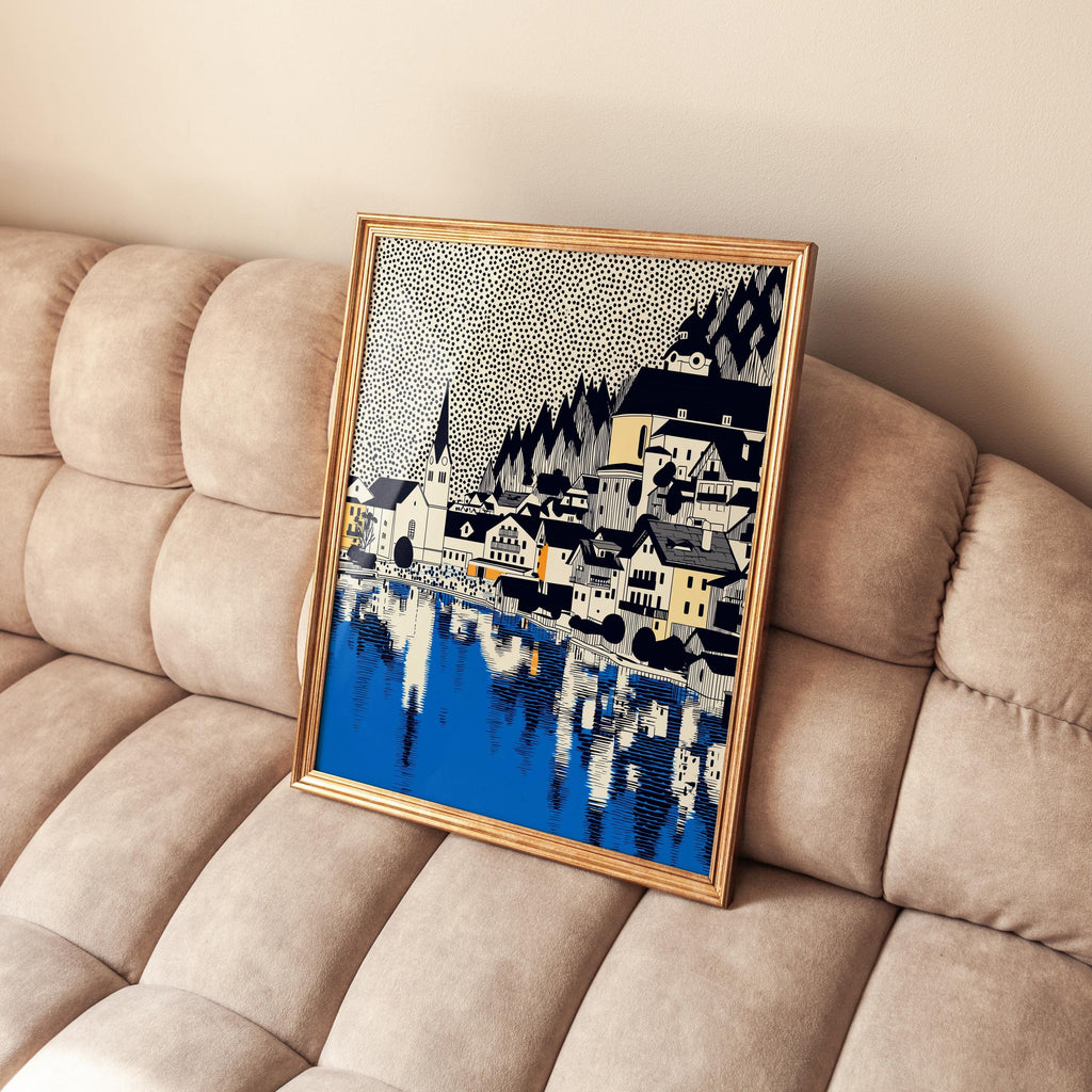 Hallstatt Austria Wall Art Print, Pop Art Modern Poster Travel gift