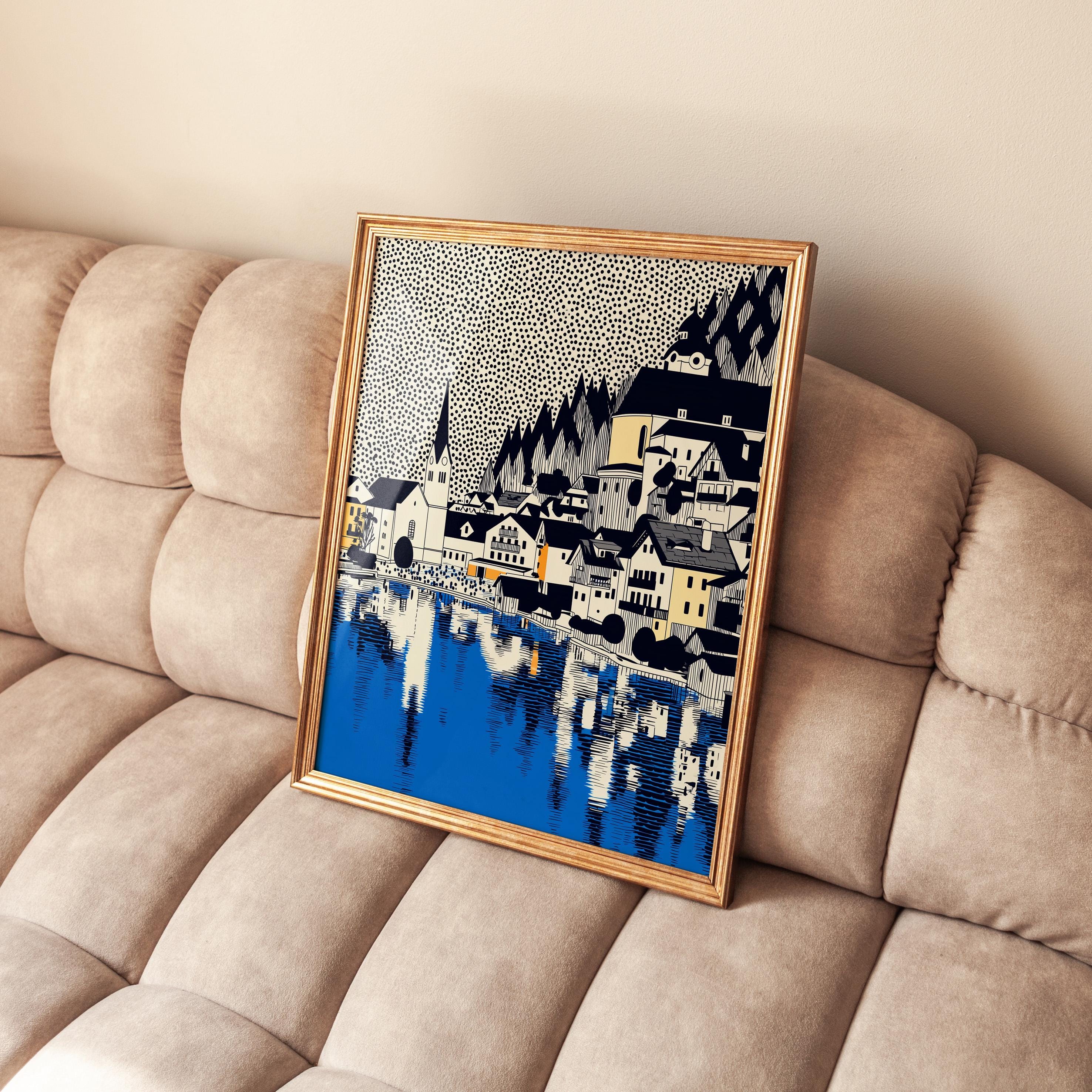 Hallstatt Austria Wall Art Print, Pop Art Modern Poster Travel gift