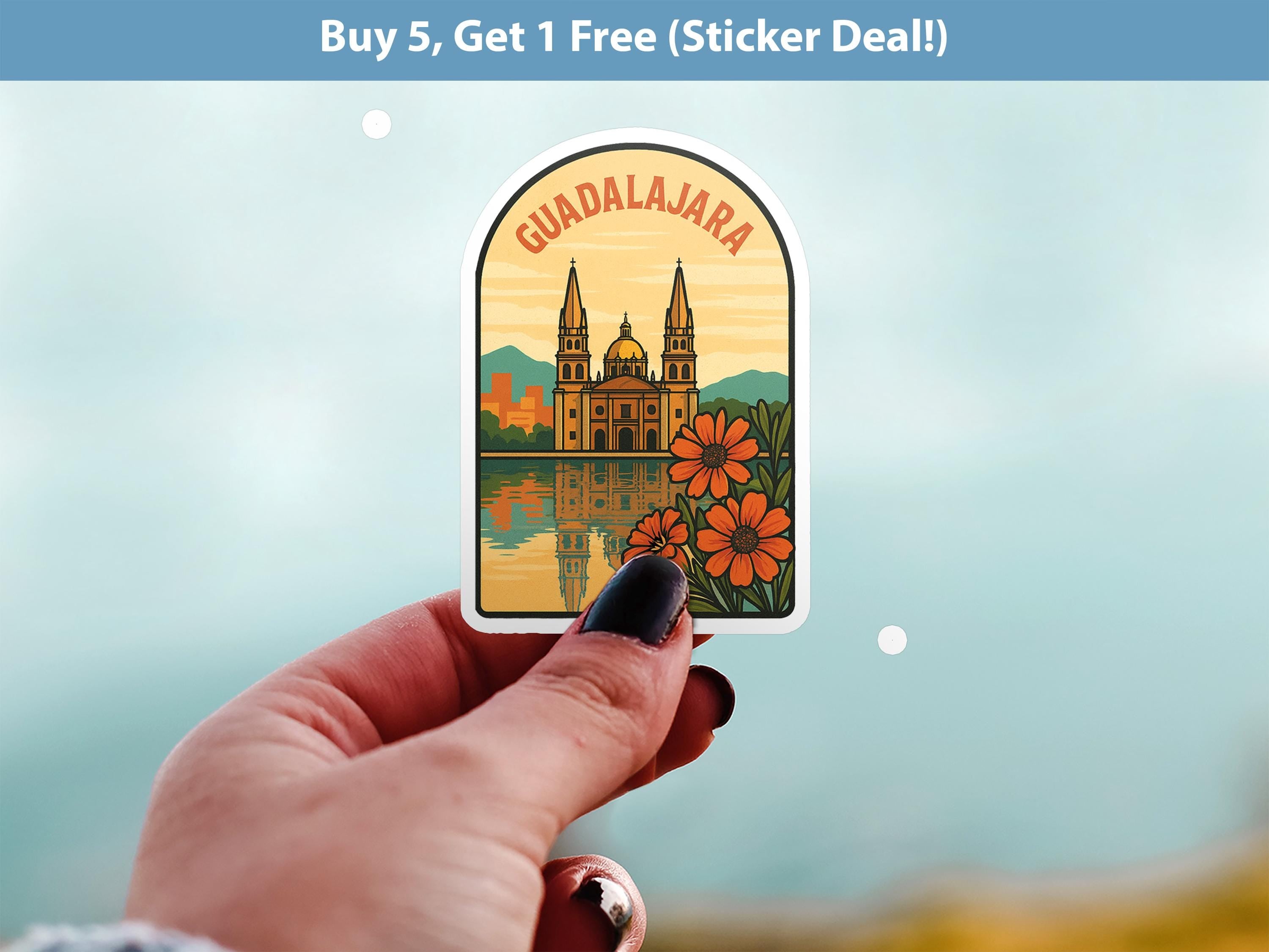 Guadalajara Mexico Sticker, Vintage City Vinyl Decal, Retro Travel Lover Collection, Journal Scrapbook