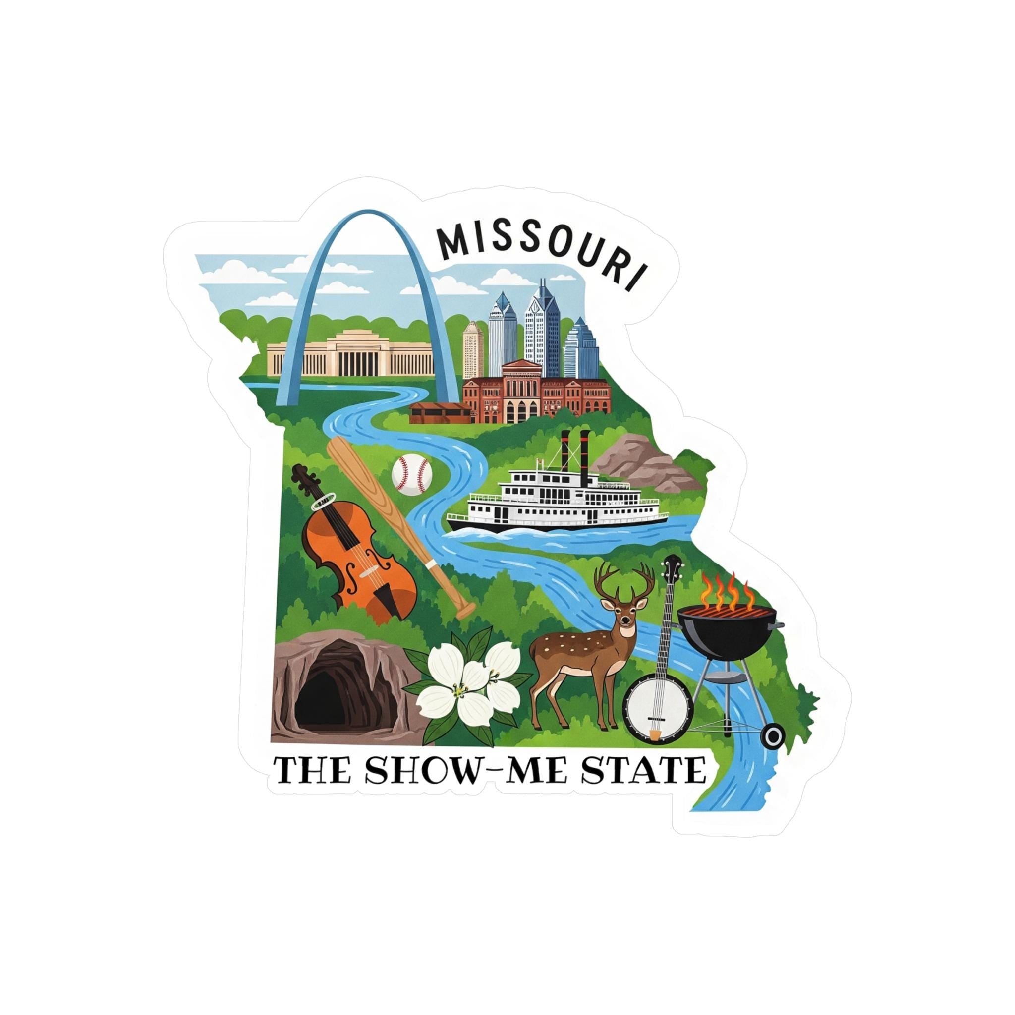 Missouri State Sticker, USA Kiss-Cut Vinyl, Landmark Waterproof Decal, United States Travel Collection