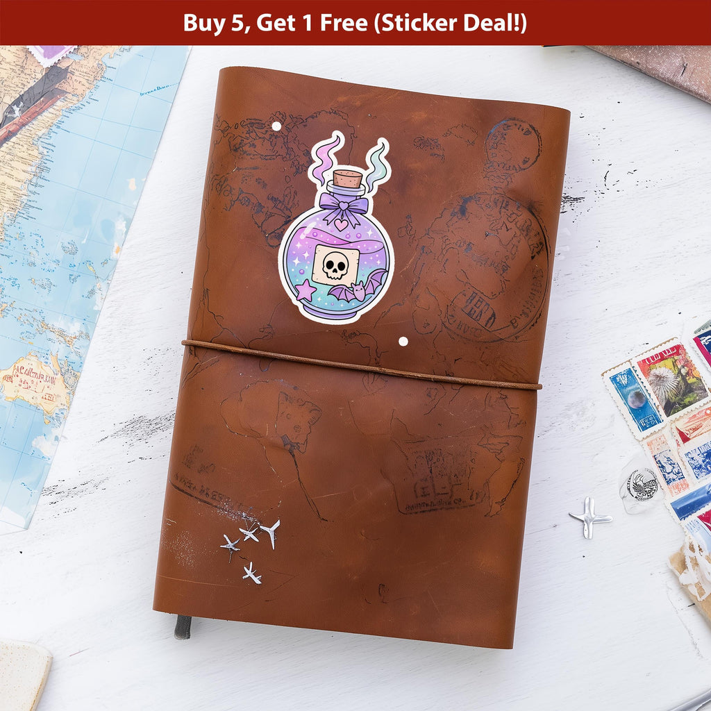 Cute Witch Potion Sticker, Pastel Magic Bottle Decal, Kawaii Spooky Magical Vinyl