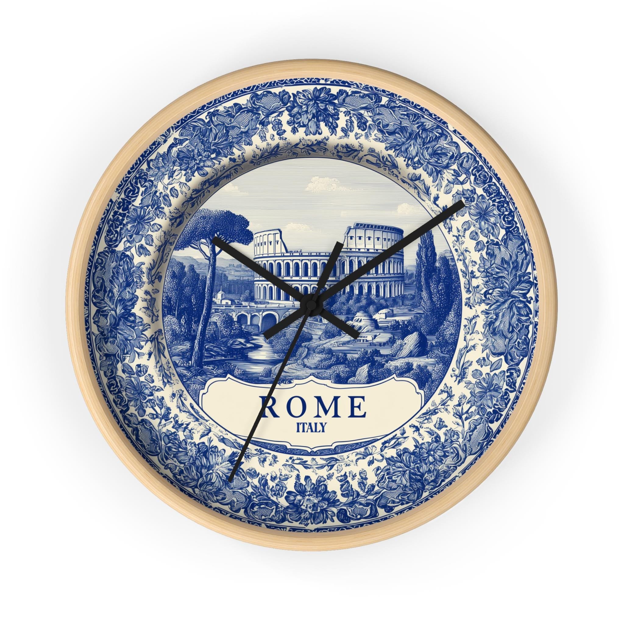 Rome Italy Wall Clock, Delf style Home Decor, Vintage City Travel Keepsake Art