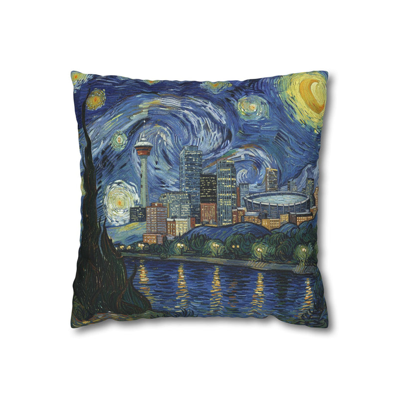 Calgary Canada Pillowcase Starry Night, Van Gogh Throw Pillow Canvas Home Decor Gift