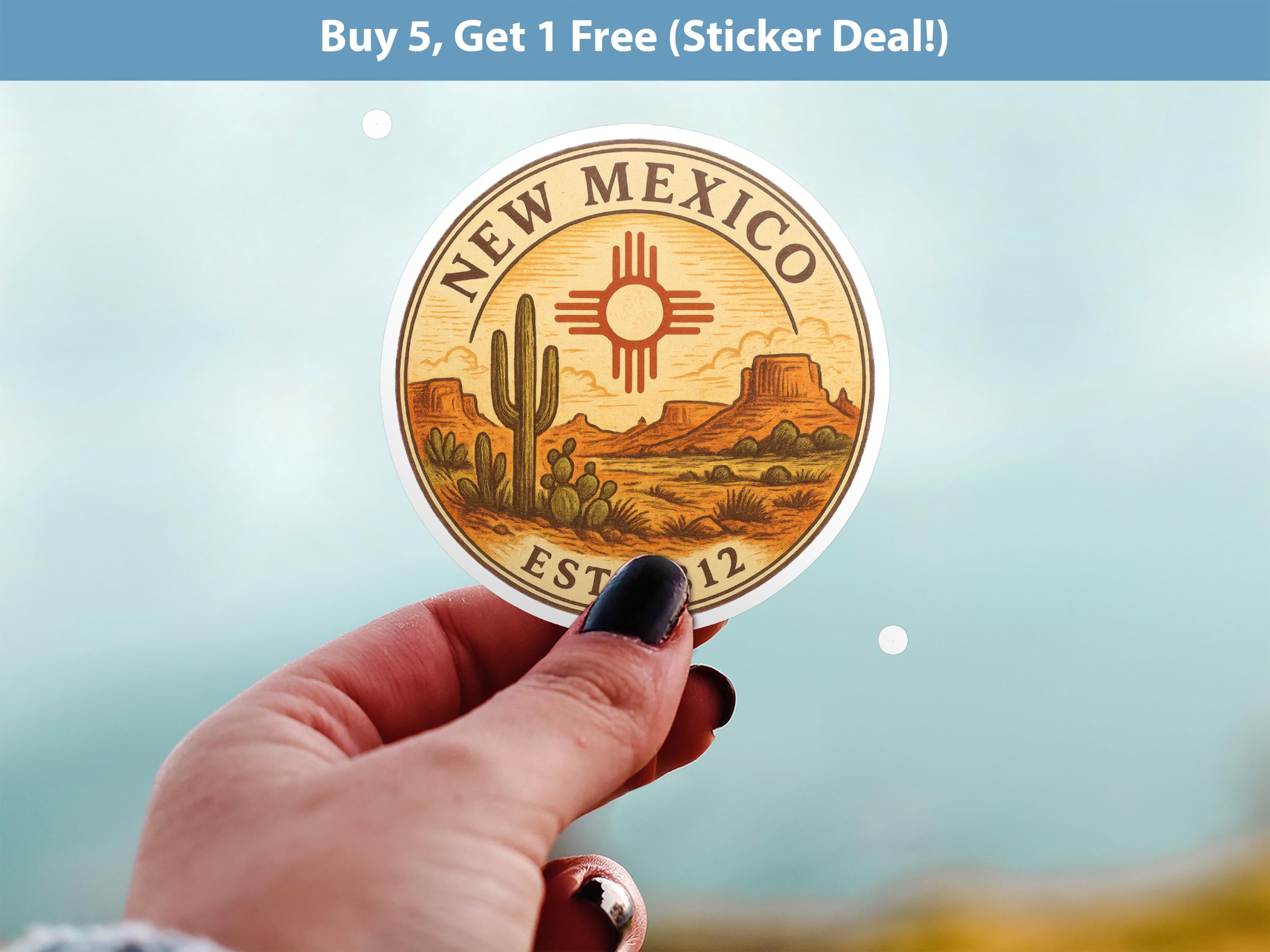 New Mexico Sticker, Vintage US States Retro Decal, Waterproof Retro Travel Collection for Laptop Tumbler