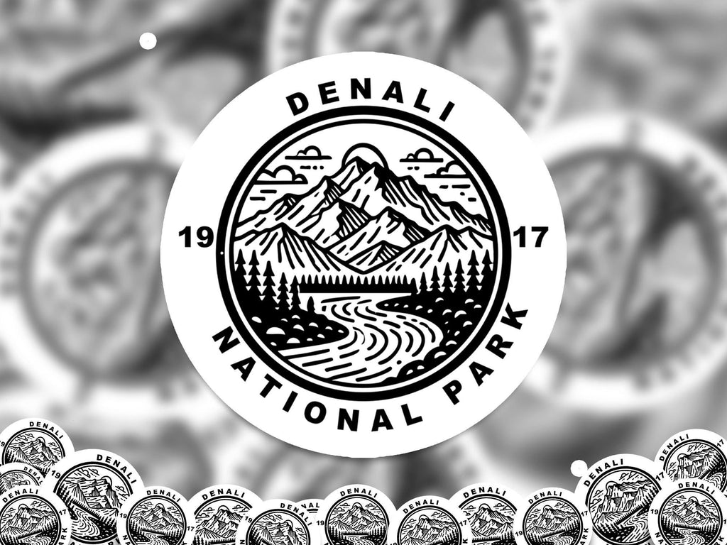 Denali National Park Sticker, Kiss-Cut Vinyl, Waterproof USA Decal Badge Collection