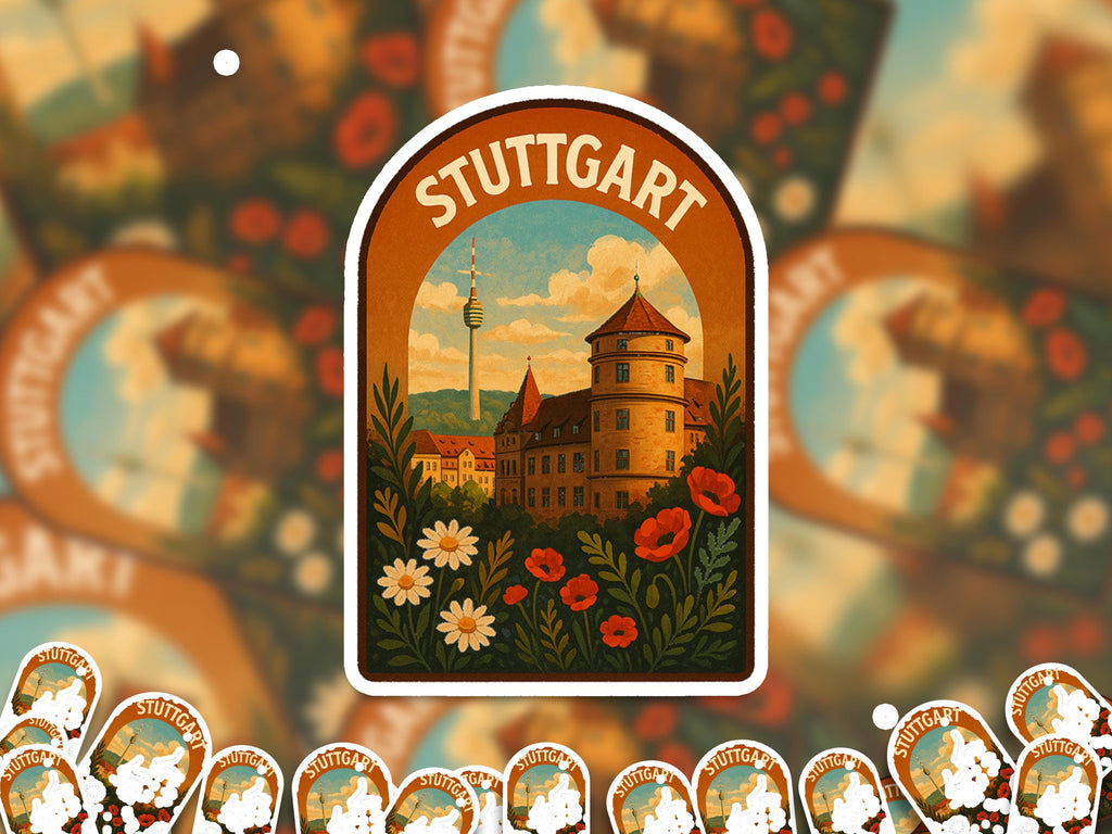 Stuttgart Germany Sticker, Vintage City Vinyl Decal, Retro Travel Lover Collection, Journal Scrapbook
