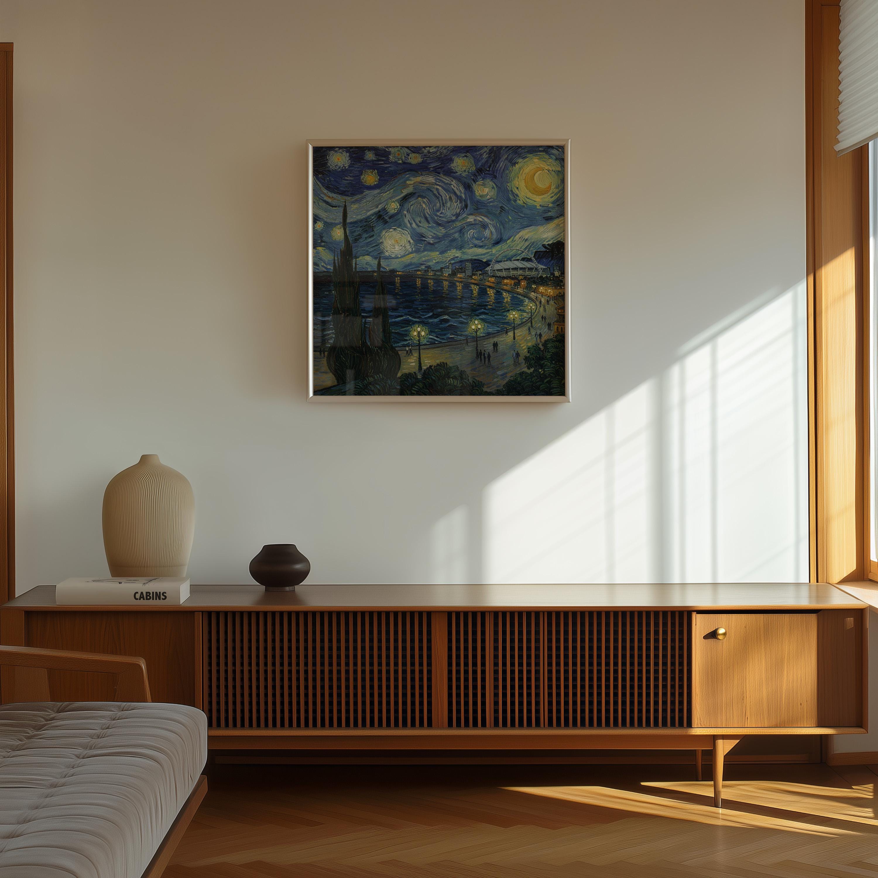 Durban South Africa Starry Night Wall Art, Van Gogh Print, Travel Gift Home Decor