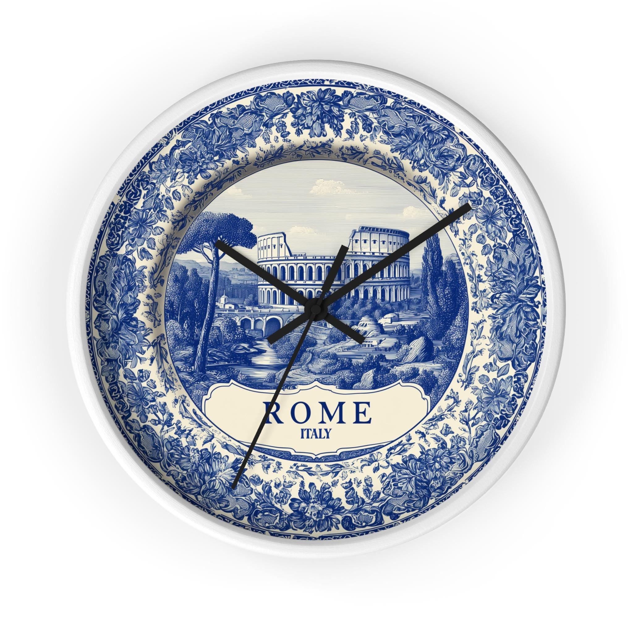 Rome Italy Wall Clock, Delf style Home Decor, Vintage City Travel Keepsake Art