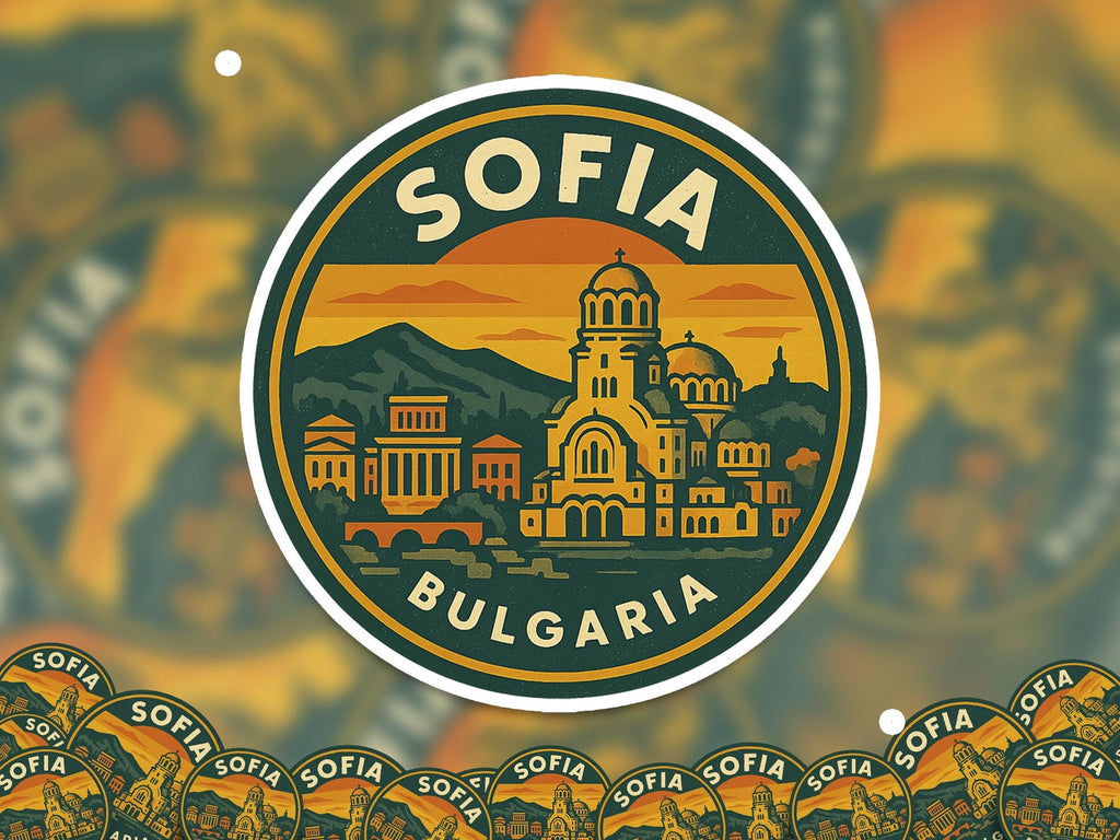 Sofia Bulgaria Sticker Kiss-Cut Vinyl, Waterproof Decal, Retro Travel Lover Collection