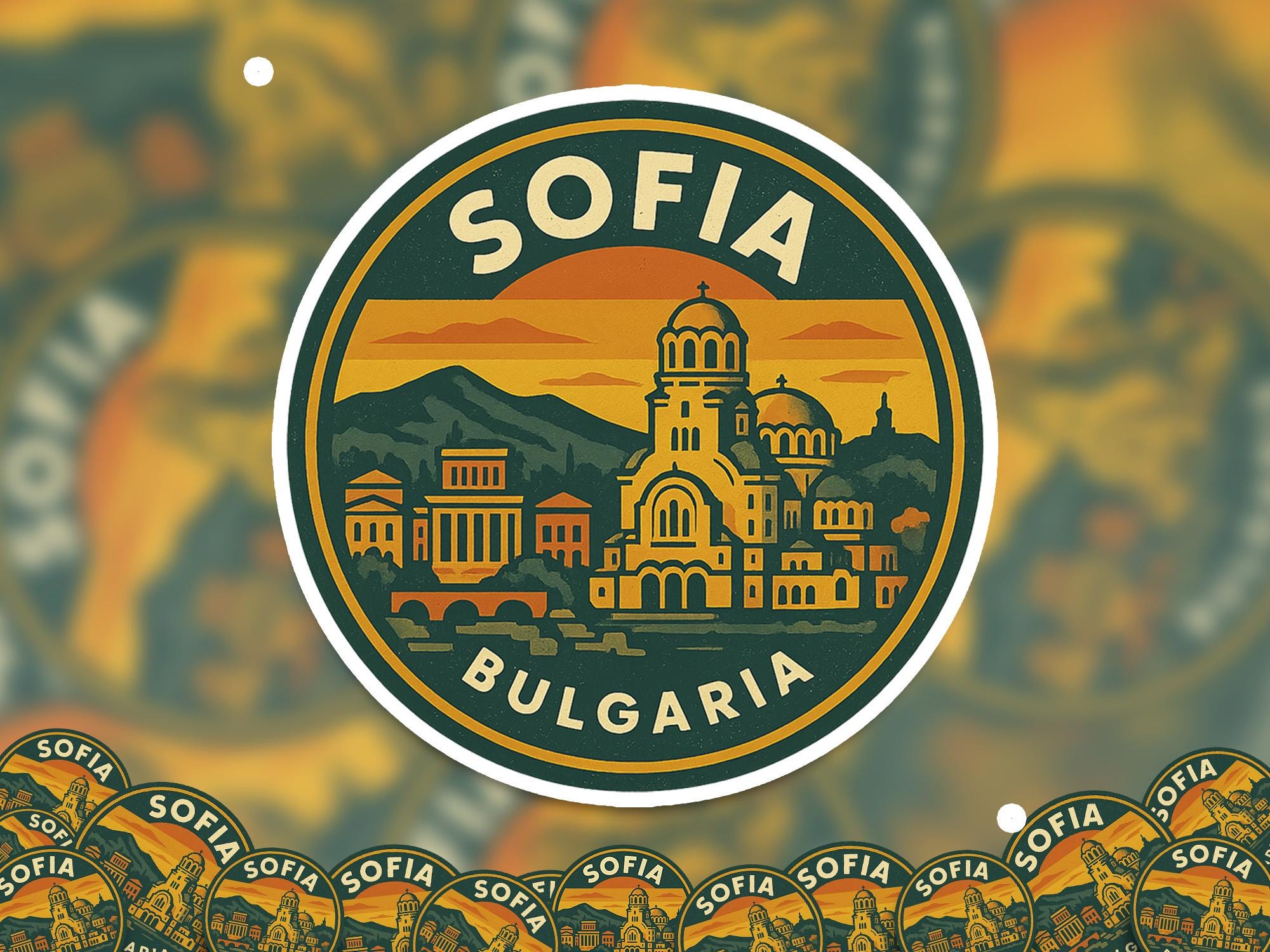 Sofia Bulgaria Sticker Kiss-Cut Vinyl, Waterproof Decal, Retro Travel Lover Collection