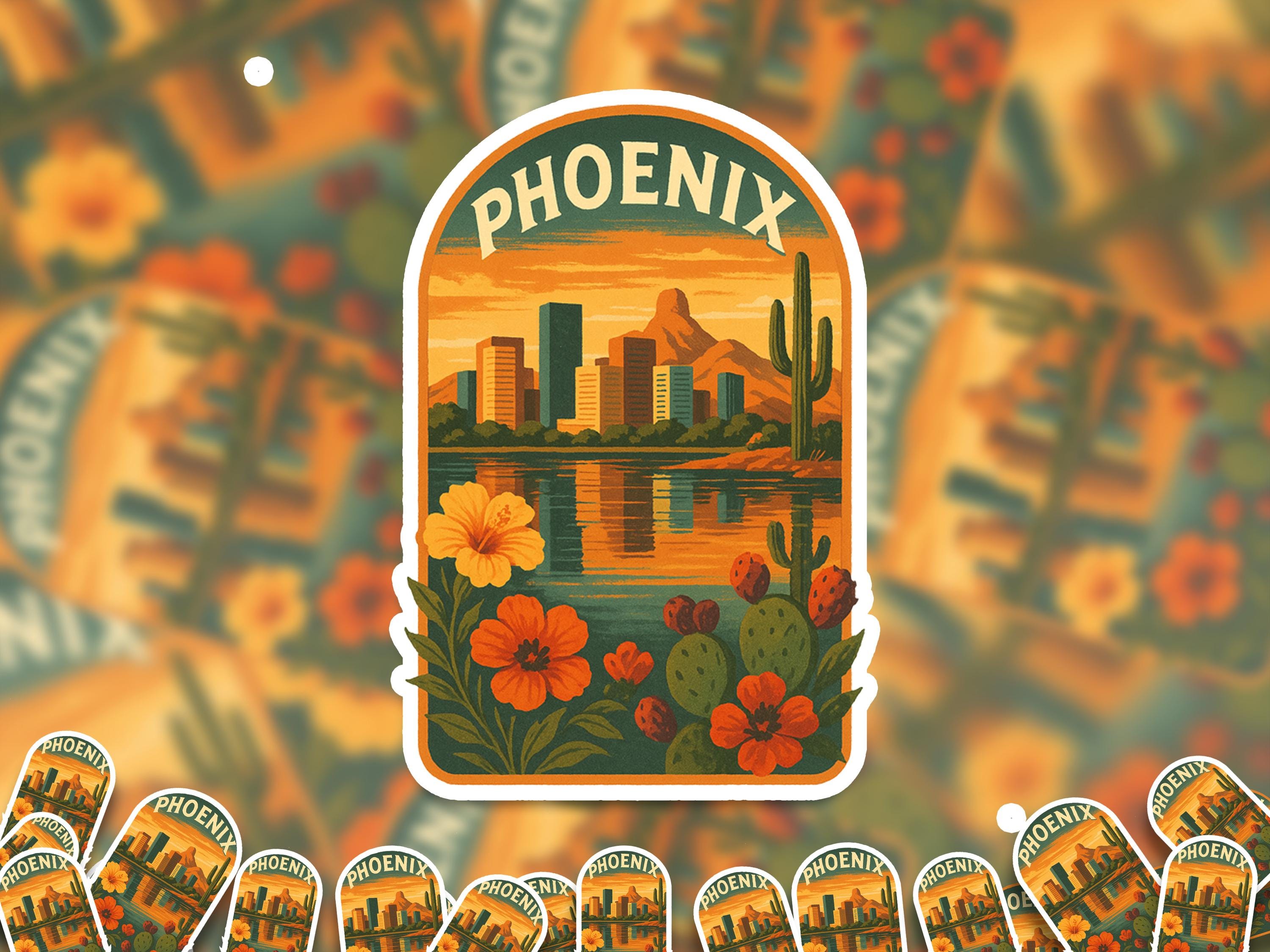 Phoenix Arizona Sticker, Vintage City Vinyl Decal, Retro Travel Lover Collection, Journal Scrapbook