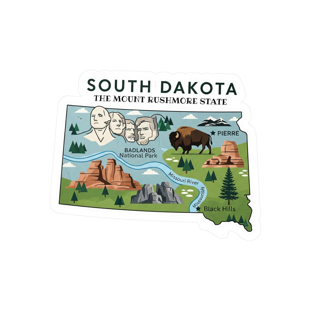 South Dakota State Sticker, USA Kiss-Cut Vinyl, Landmark Waterproof Decal, United States Travel Collection