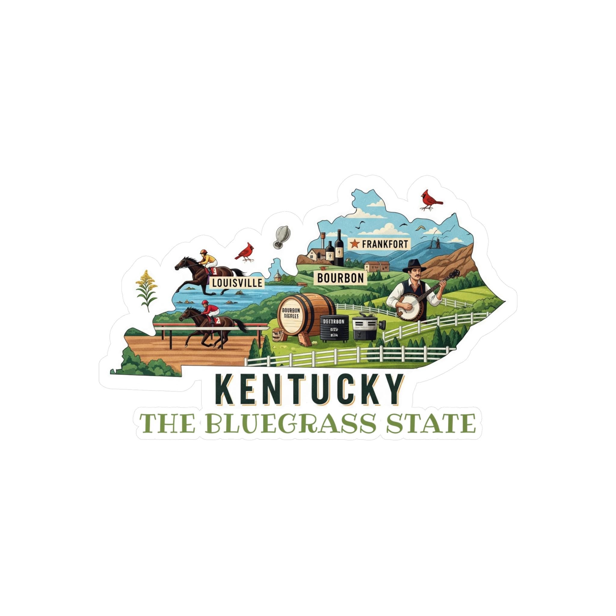 Kentucky State Sticker, USA Kiss-Cut Vinyl, Landmark Waterproof Decal, United States Travel Collection