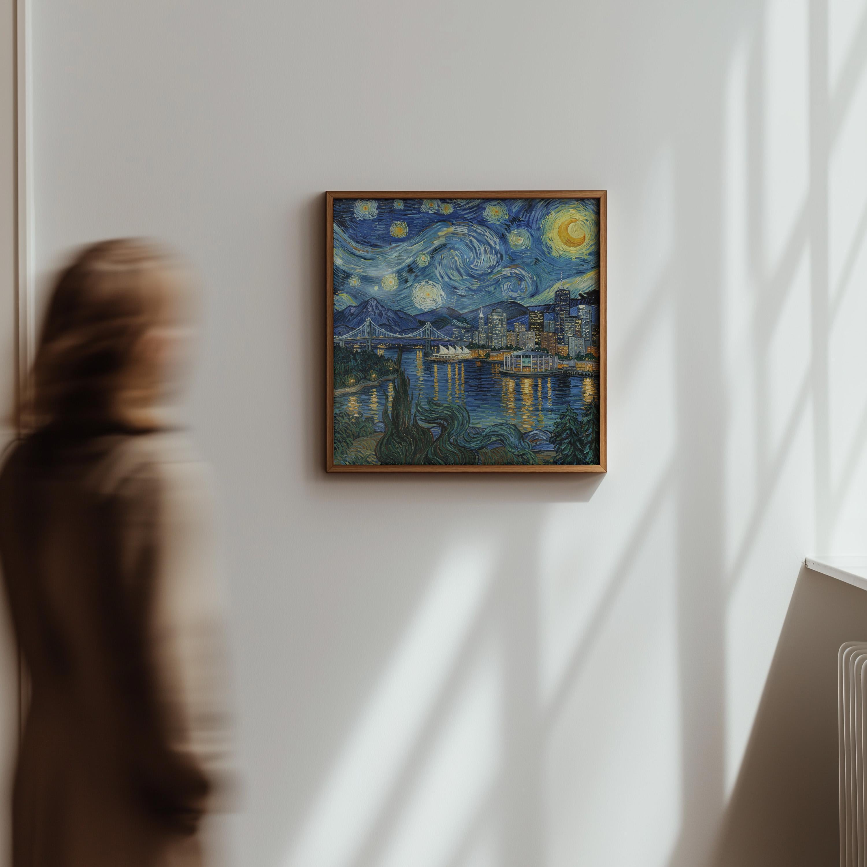 Vancouver Canada Starry Night Wall Art, Van Gogh Print, Travel Gift Home Decor
