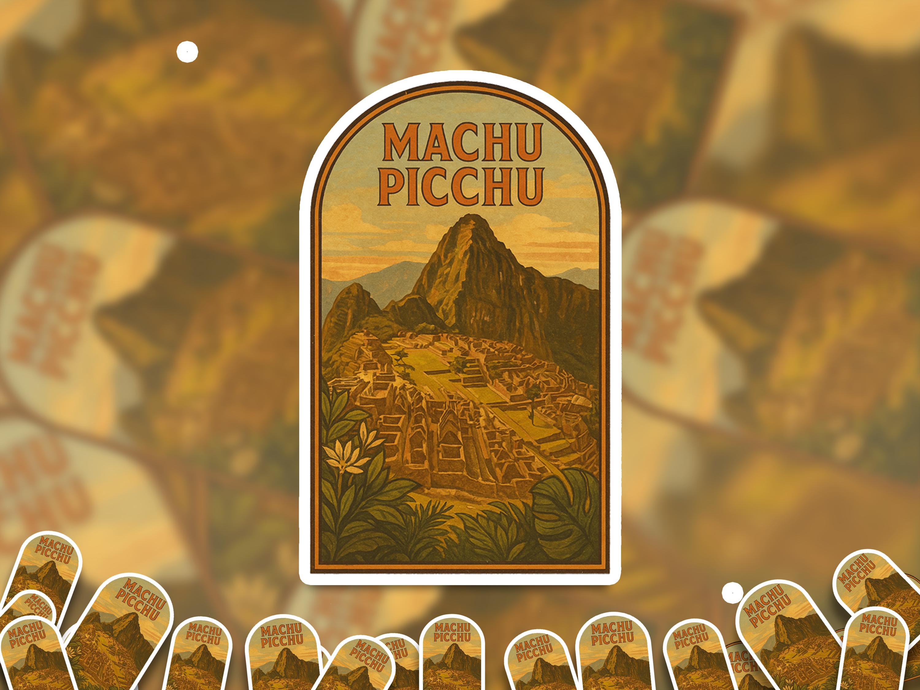 Machu Picchu Sticker Peru, Vintage City Vinyl Decal, Retro Travel Lover Collection, Journal Scrapbook