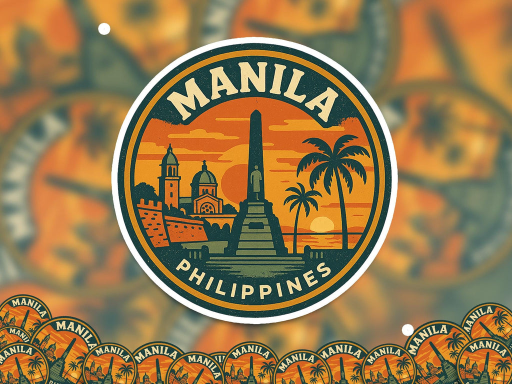 Manila Philippines Sticker Kiss-Cut Vinyl, Waterproof Decal, Retro Travel Lover Collection