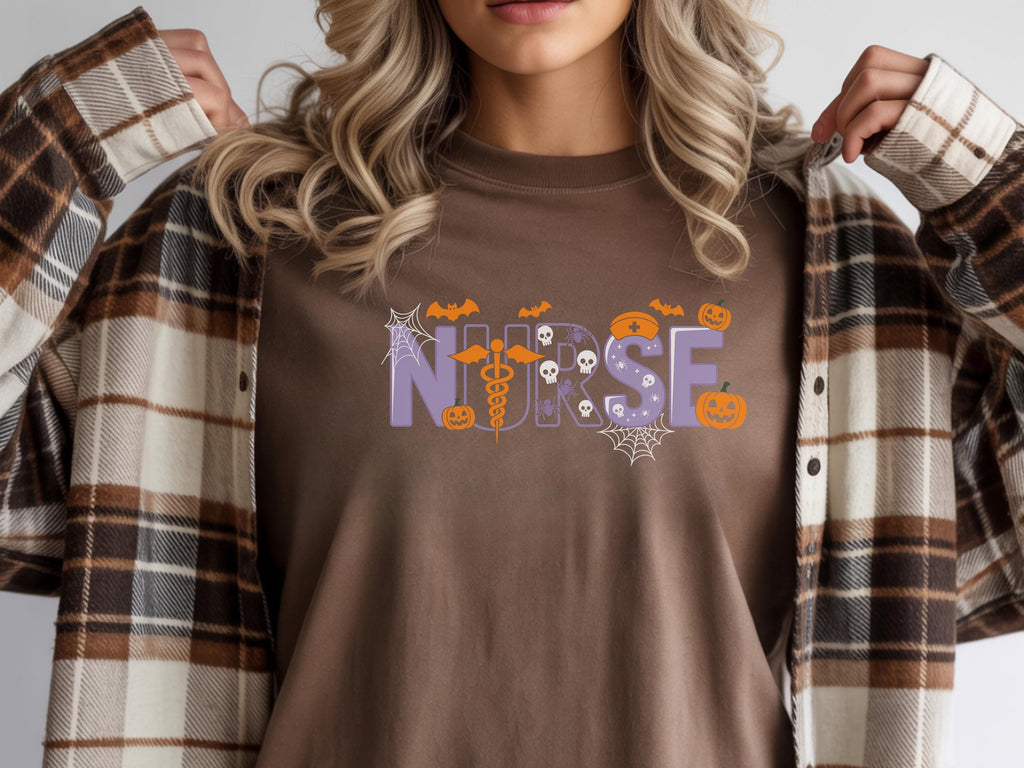Halloween Nurse Shirt, Spooky Cute Nurse T-Shirt with Ghosts and Pumpkins, Fall Nursing Tee, Gift for Nurse, RN Halloween Top