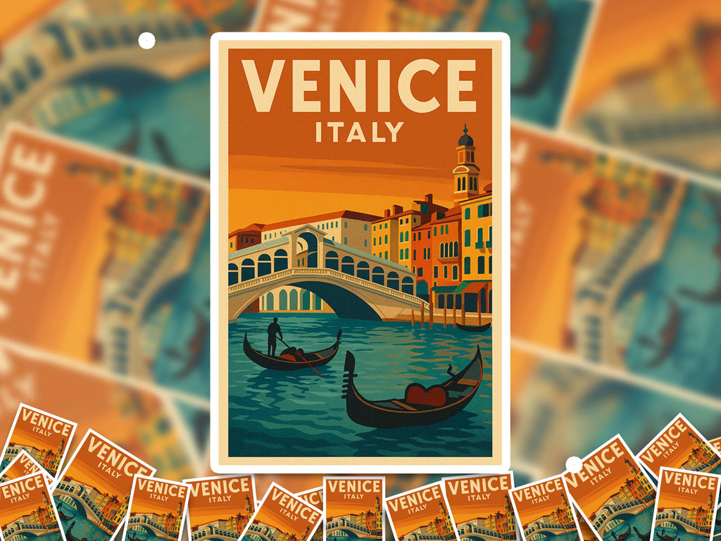 Venice Italy Sticker, Vintage City Vinyl Decal, Retro Travel Lover Collection, Journal Scrapbook