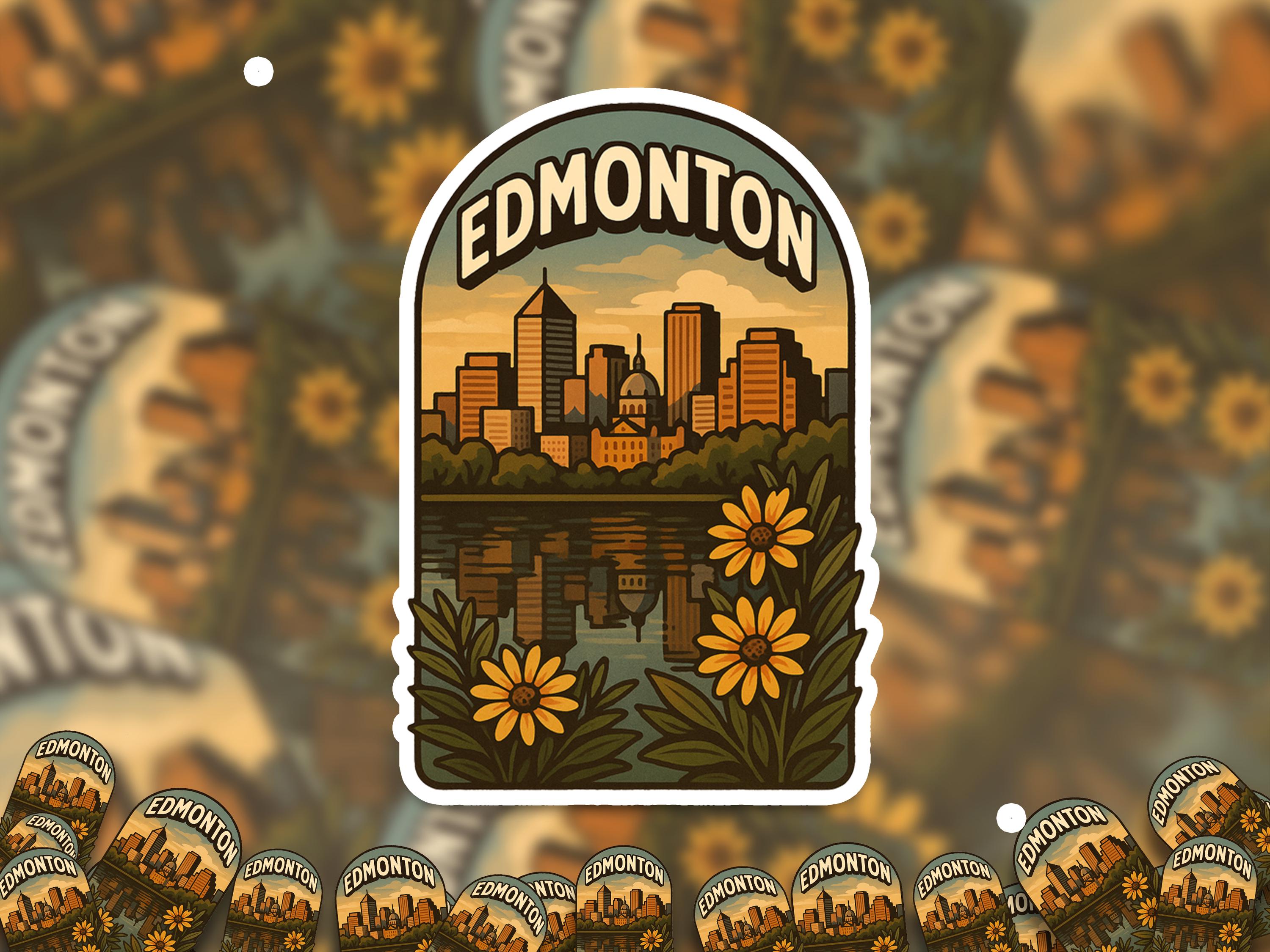 Edmonton Canada Sticker, Vintage City Vinyl Decal, Retro Travel Lover Collection, Journal Scrapbook