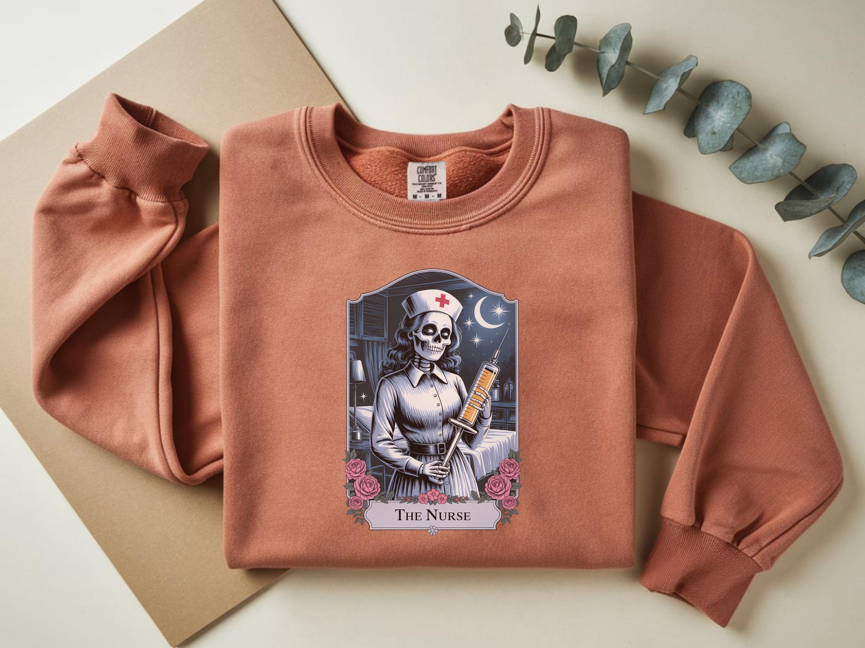 Skeleton Nurse Halloween Sweatshirt: Spooky Gothic RN Apparel