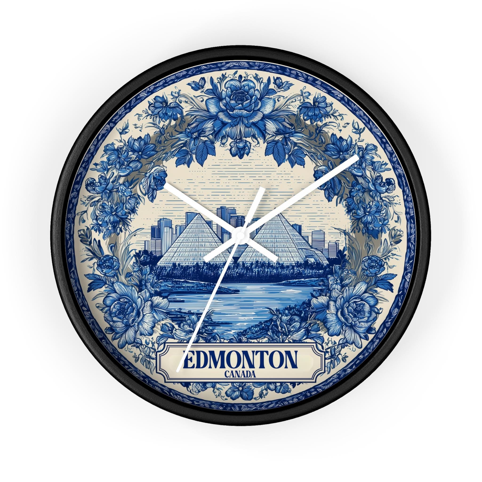 Edmonton Canada Wall Clock, Delf style Home Decor, Vintage City Travel Keepsake Art