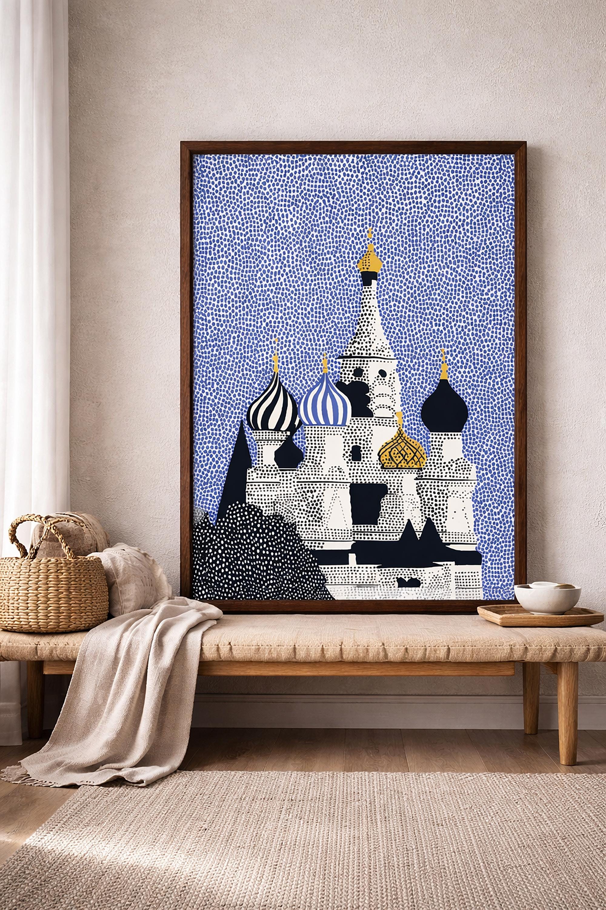 Moscow Wall Art Print, Pop Art St Basil's Cathedral Modern Poster Travel gift Decor