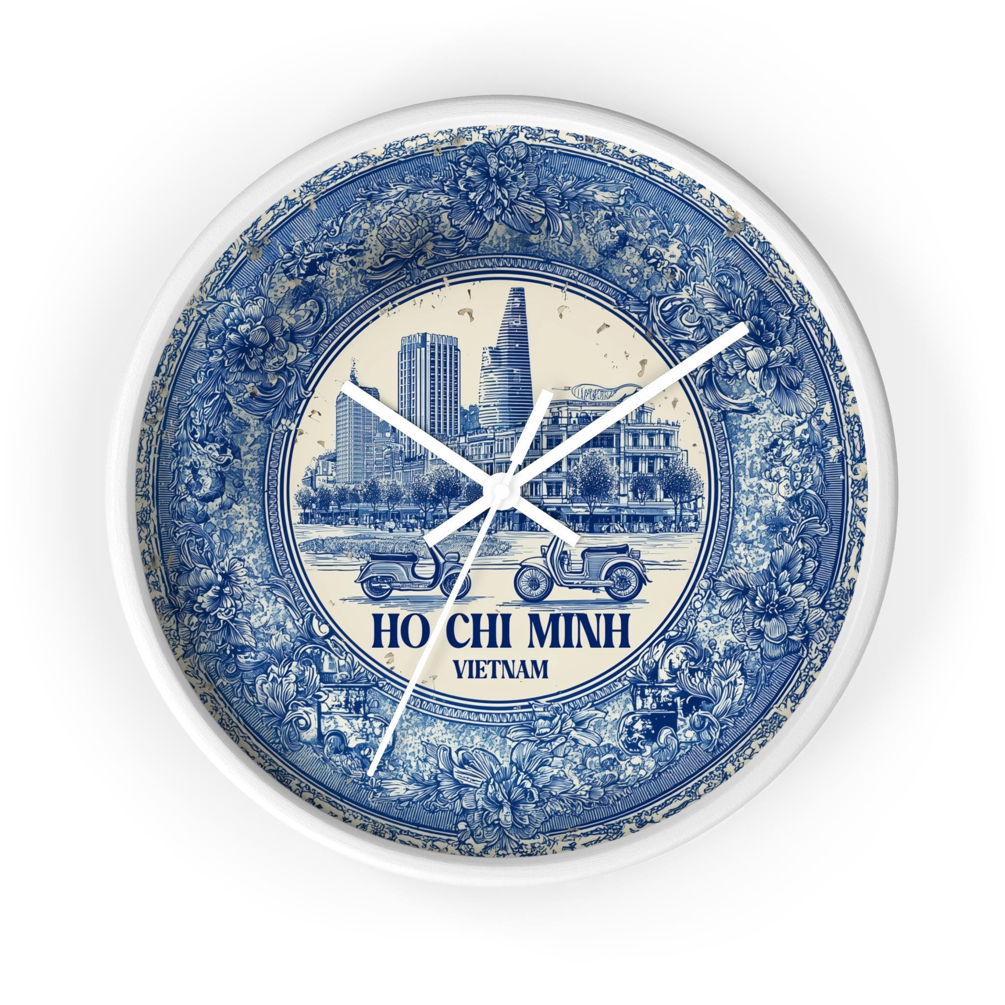Ho Chi Minh City Vietnam Wall Clock, Delf style Home Decor, Vintage City Travel Keepsake Art