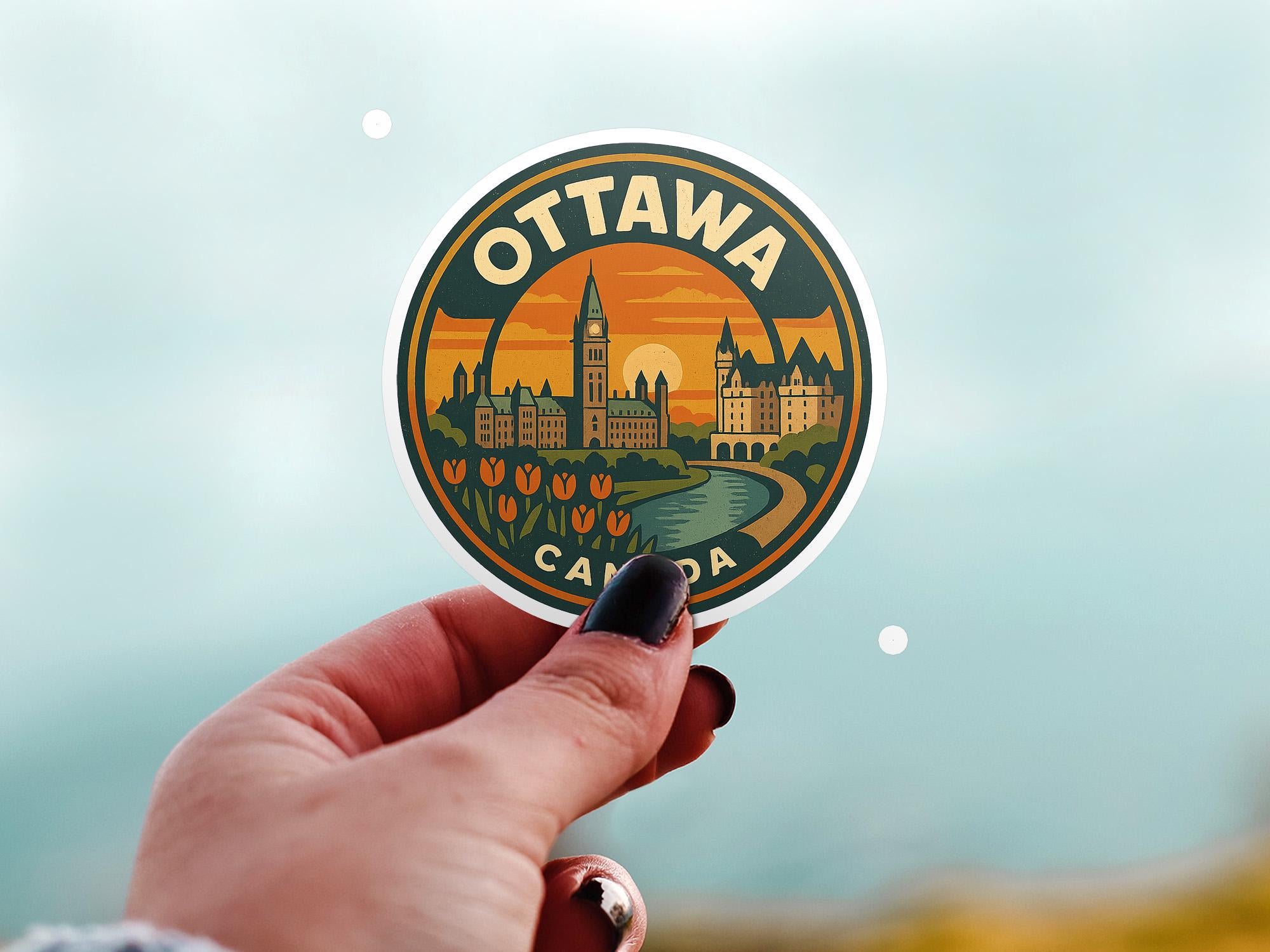 Ottawa Canada Kiss-Cut Vinyl, Waterproof Decal, Retro Travel Lover Collection
